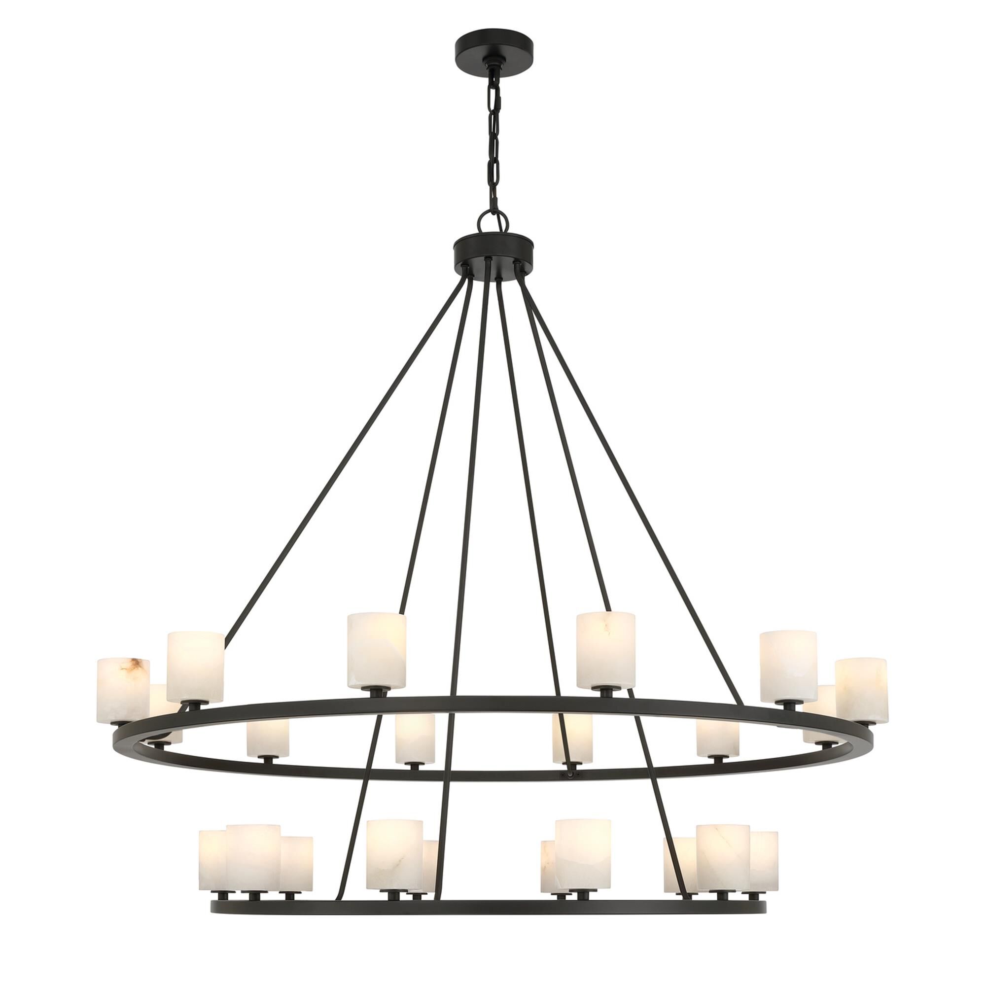 Shown in Matte Black finish and Alabaster crystal and Stone glass and Stone shade