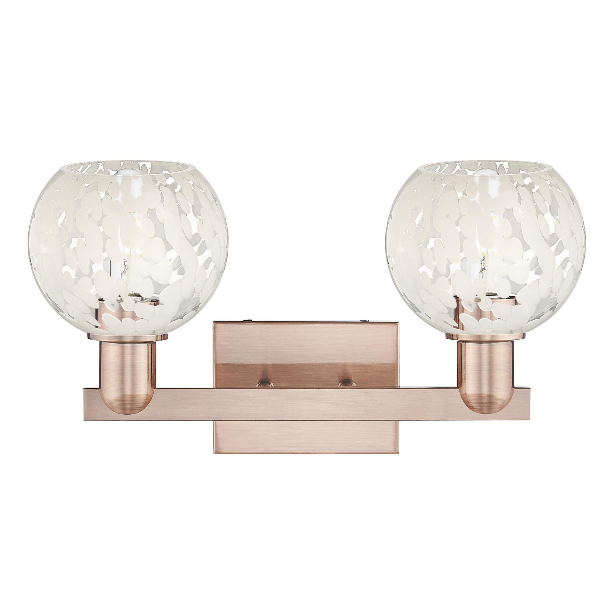 Shown in Antique Copper finish and White Mouchette glass