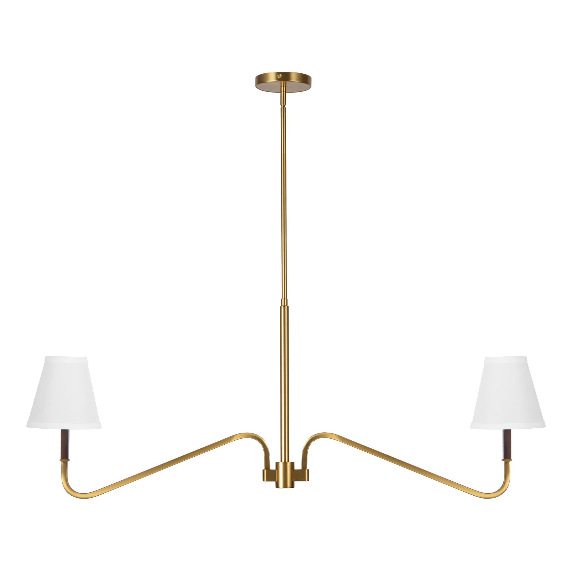 Shown in Brushed Gold finish and White Linen shade