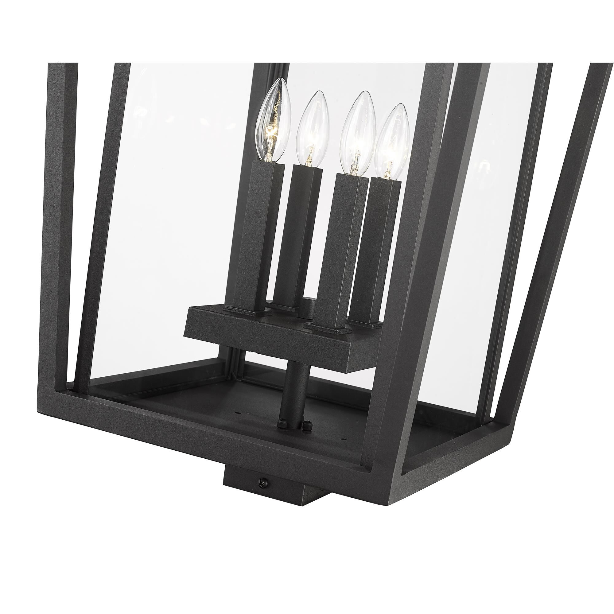 Shown in Black finish and Glass shade
