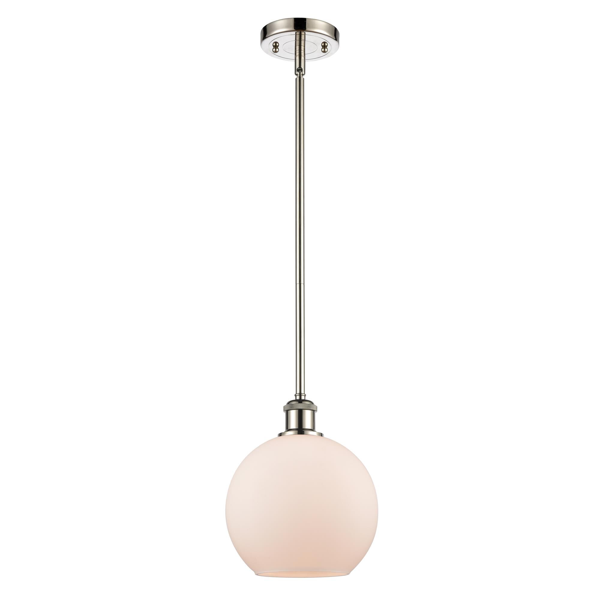 Shown in Polished Nickel finish and Cased Matte White glass