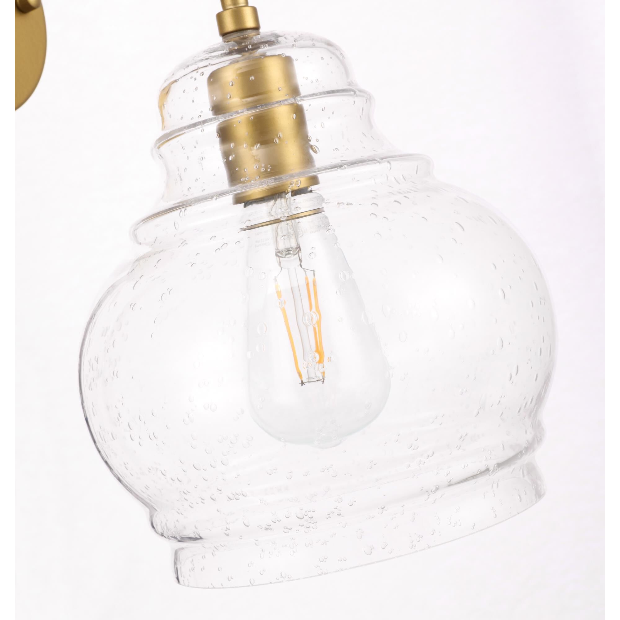 Shown in Brass finish and Clear Bubble  glass