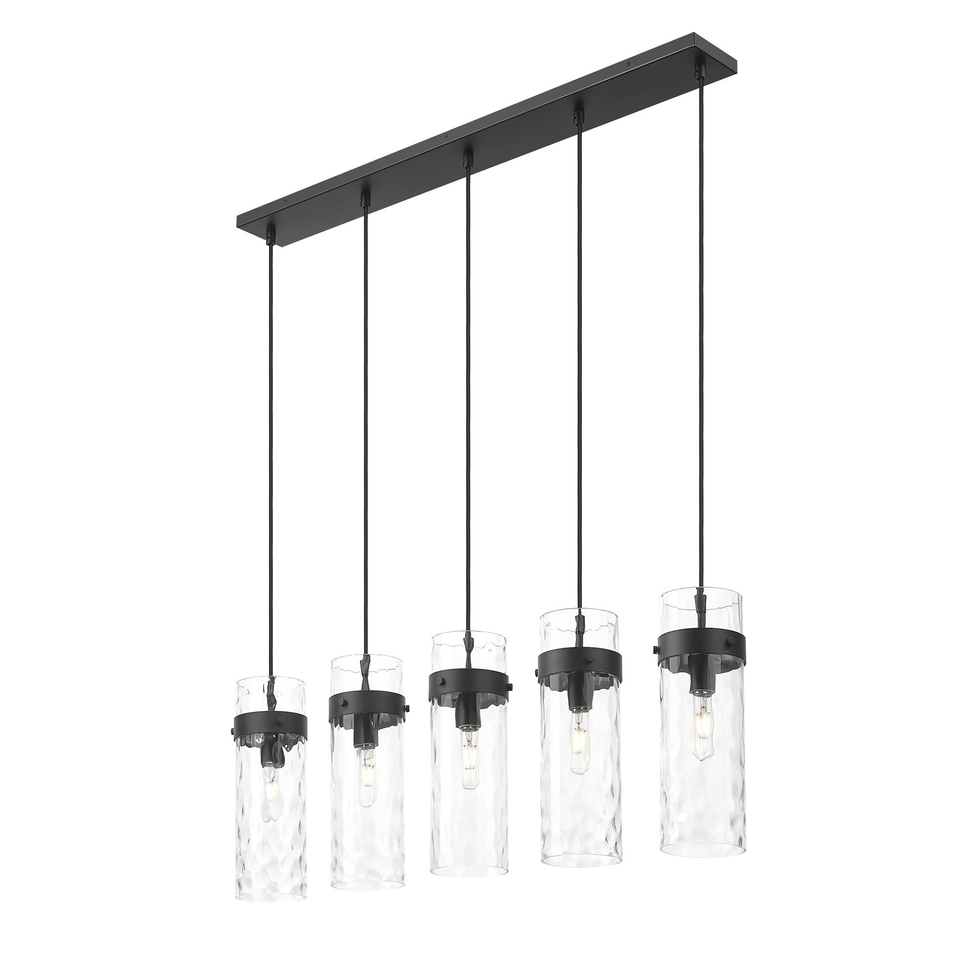 Shown in Matte Black finish and Clear Water glass and Clear Water shade
