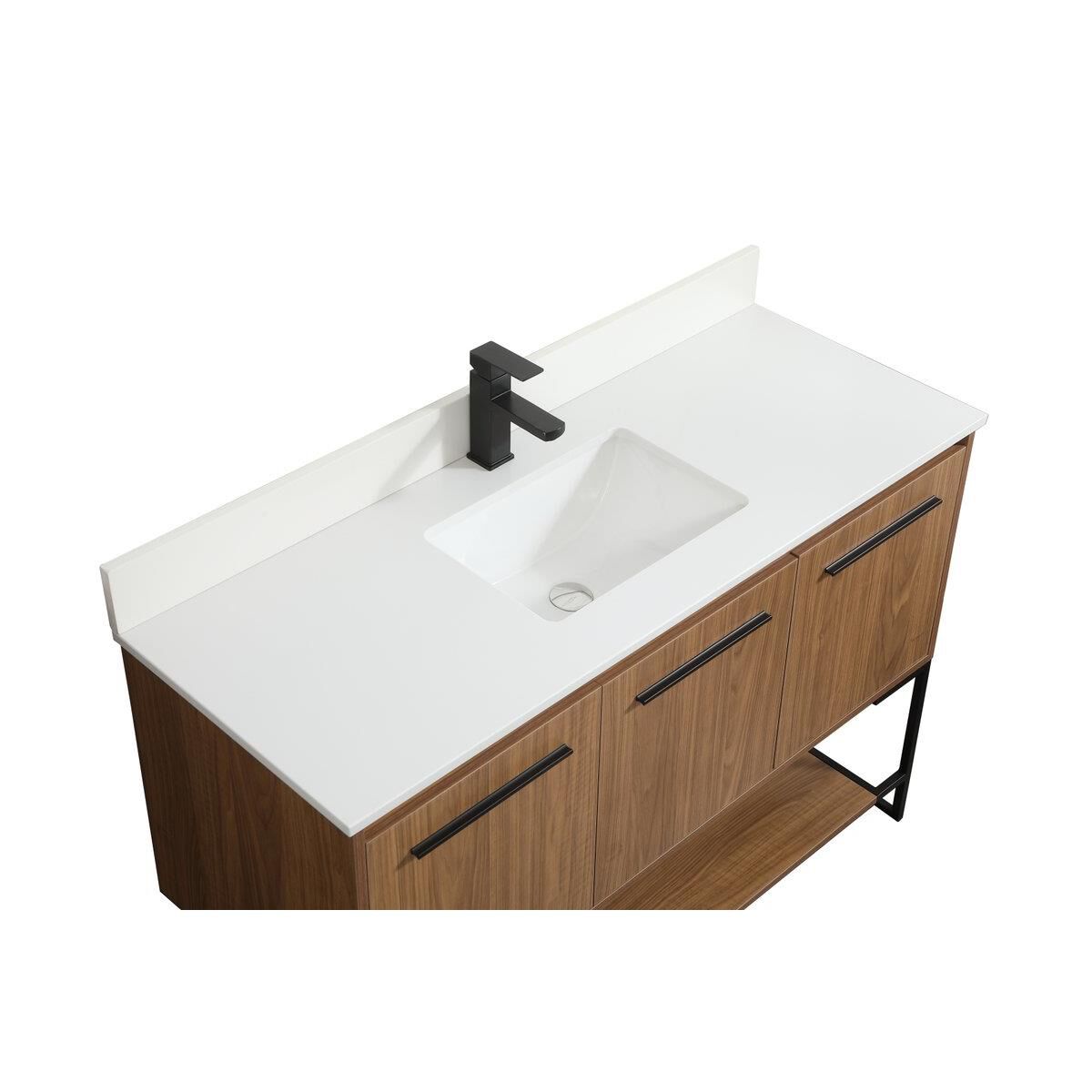 Shown in Walnut Brown finish and With Backsplash accent