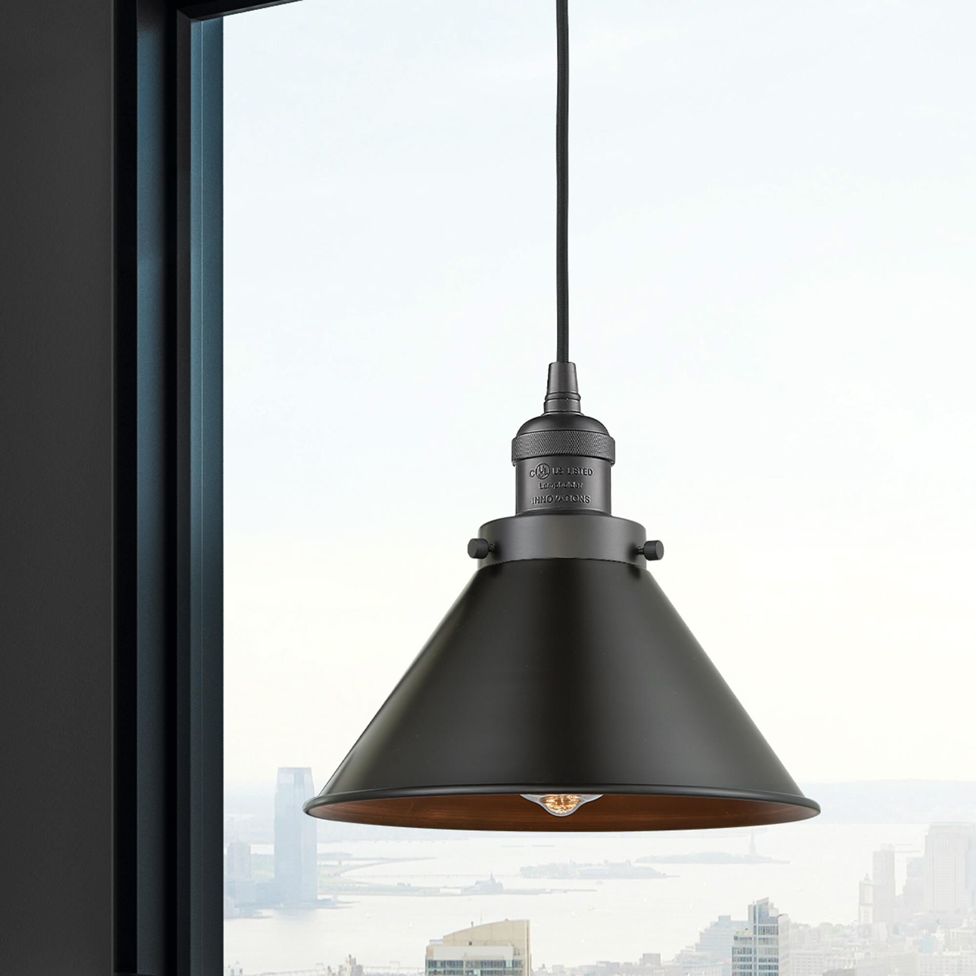 Shown in Oil Rubbed Bronze finish and Oil Rubbed Bronze glass and Oil Rubbed Bronze shade and Cord accent