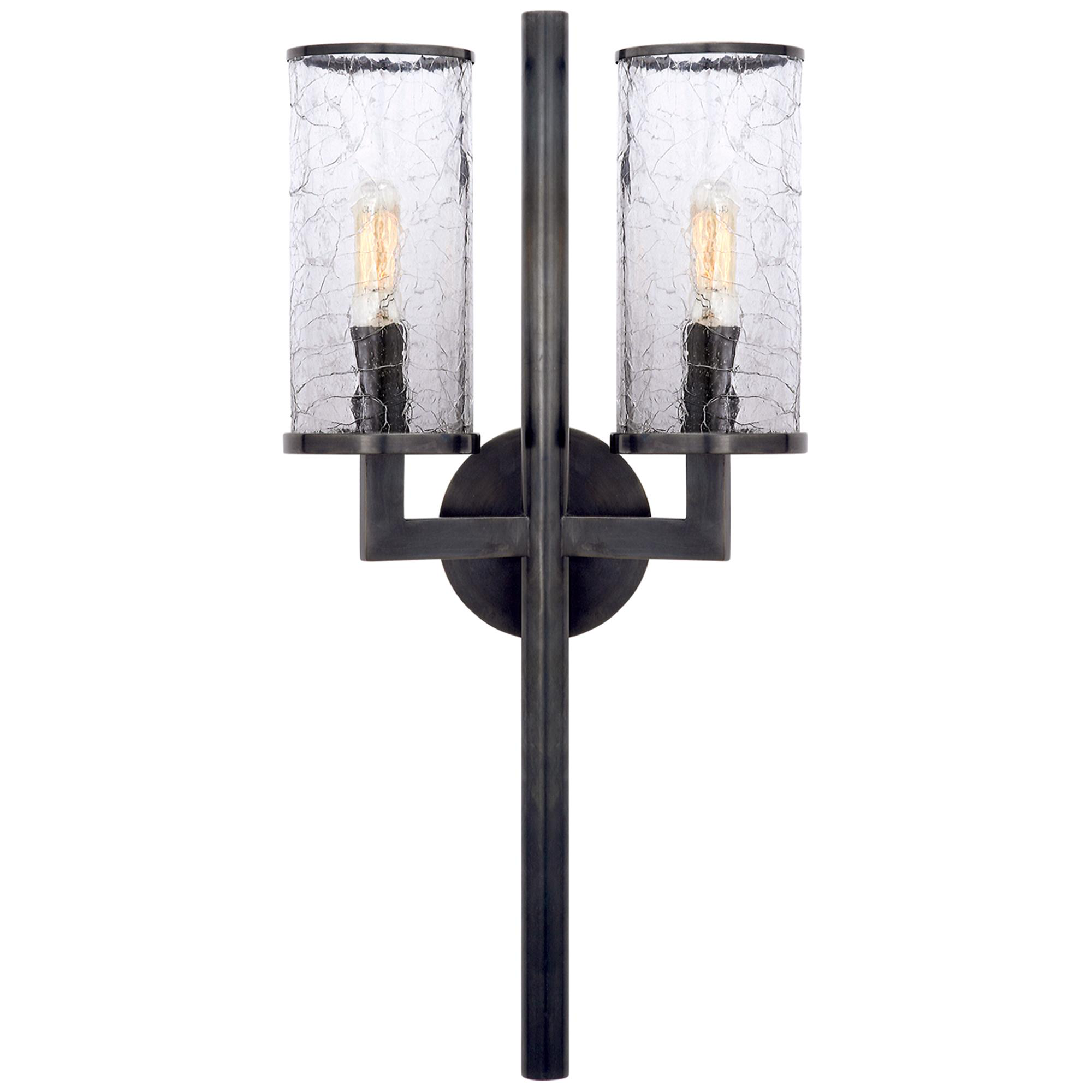 Shown in Bronze finish and Crackle glass