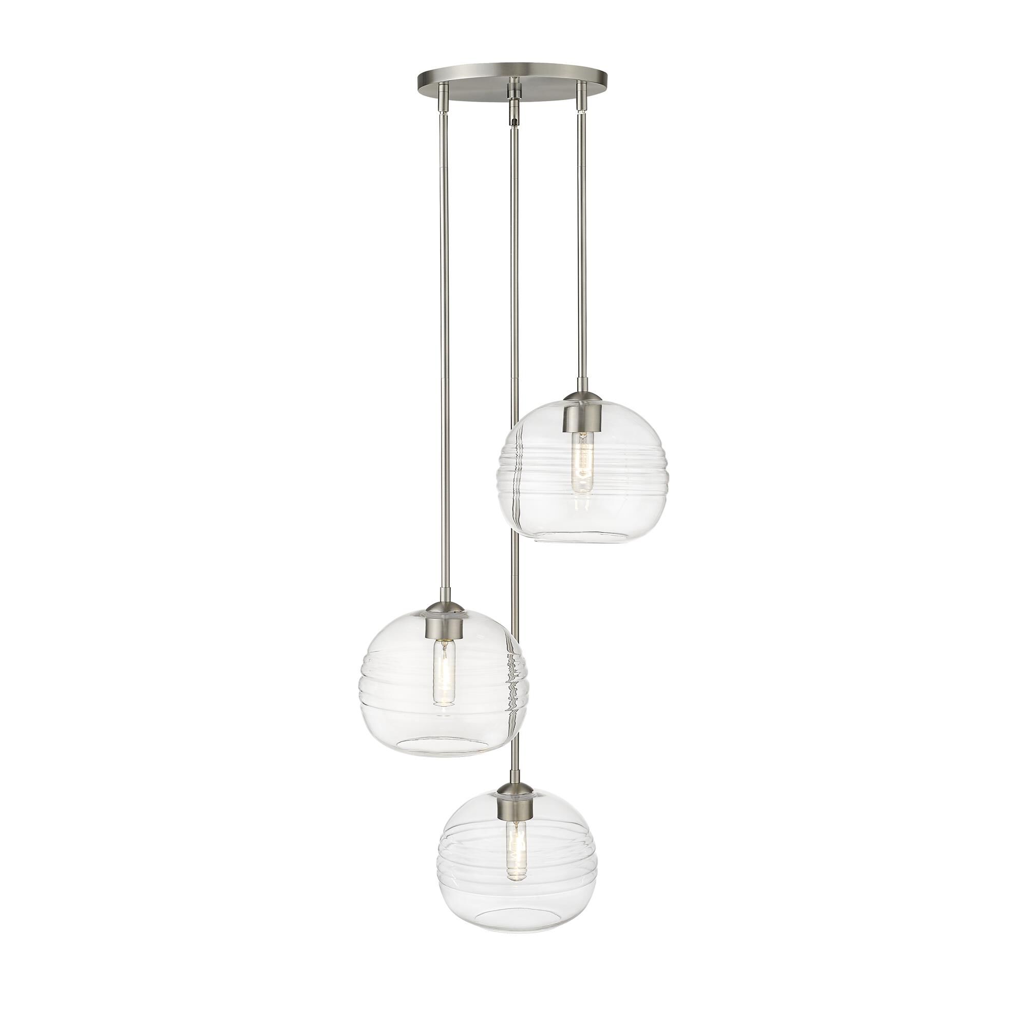 Shown in Brushed Nickel finish and Glass shade