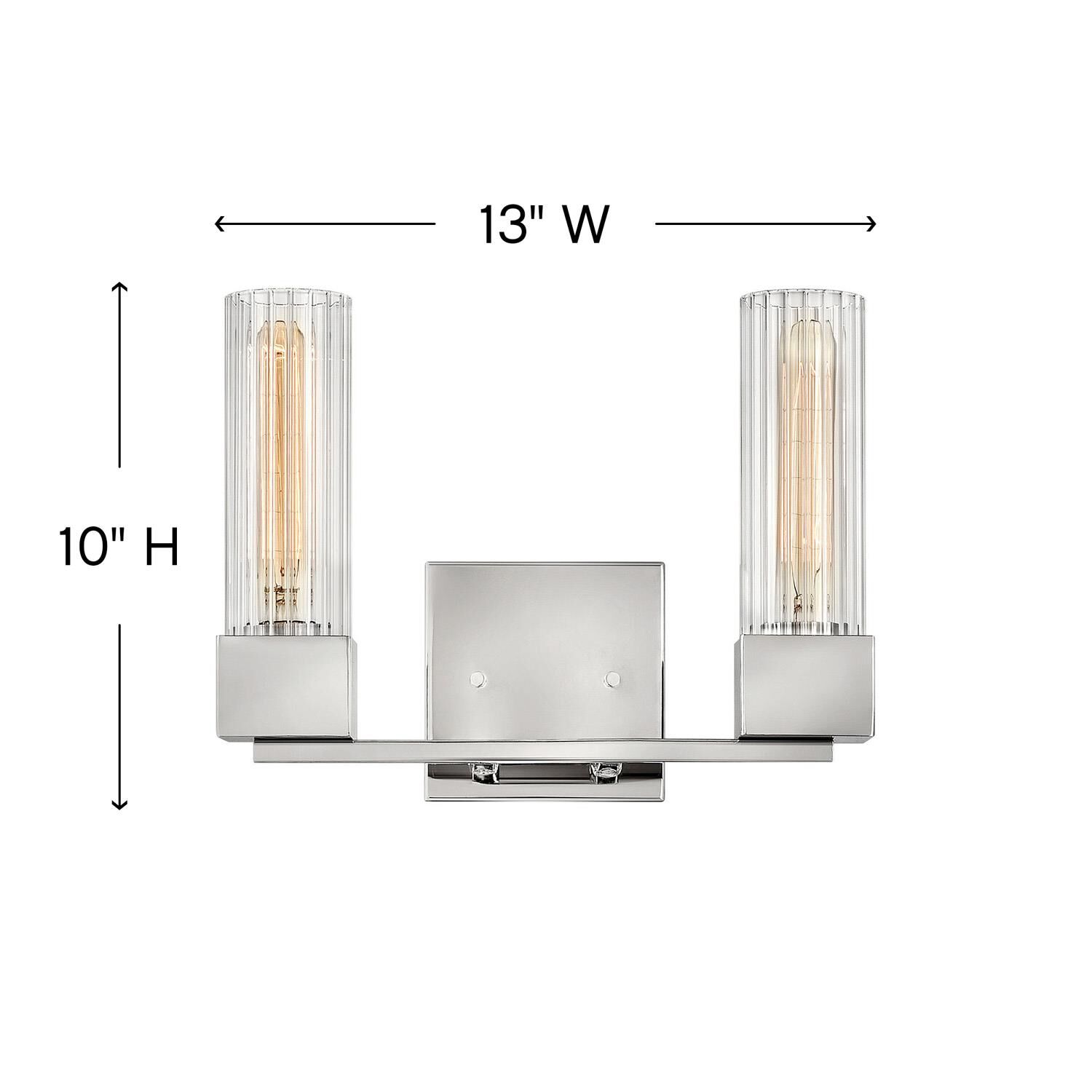 Shown in Polished Nickel finish and Ribbed Clear glass