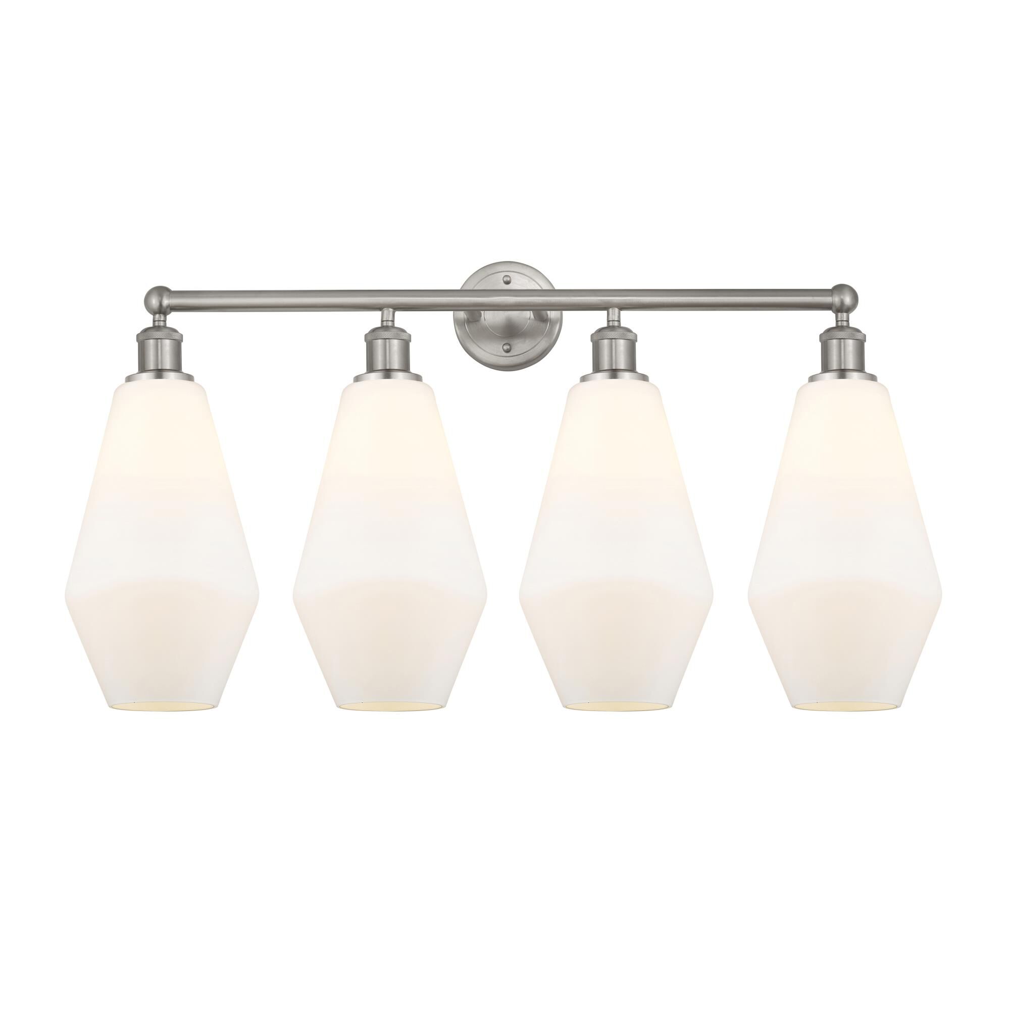 Shown in Satin Nickel finish and Cased Matte White glass