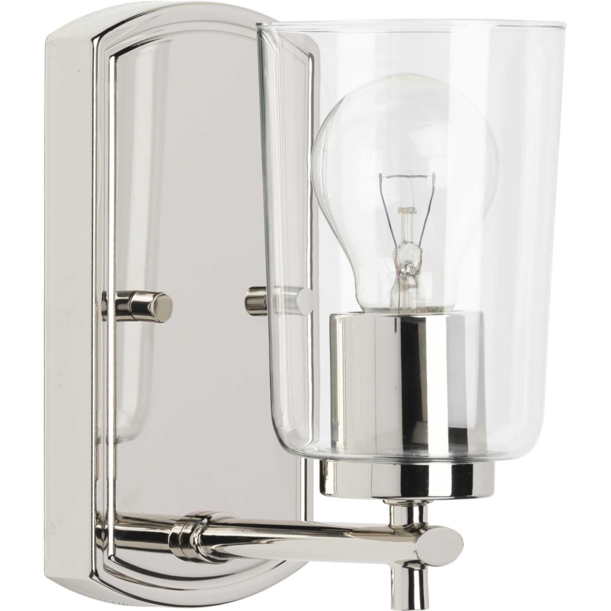 Shown in Polished Nickel finish and Clear glass
