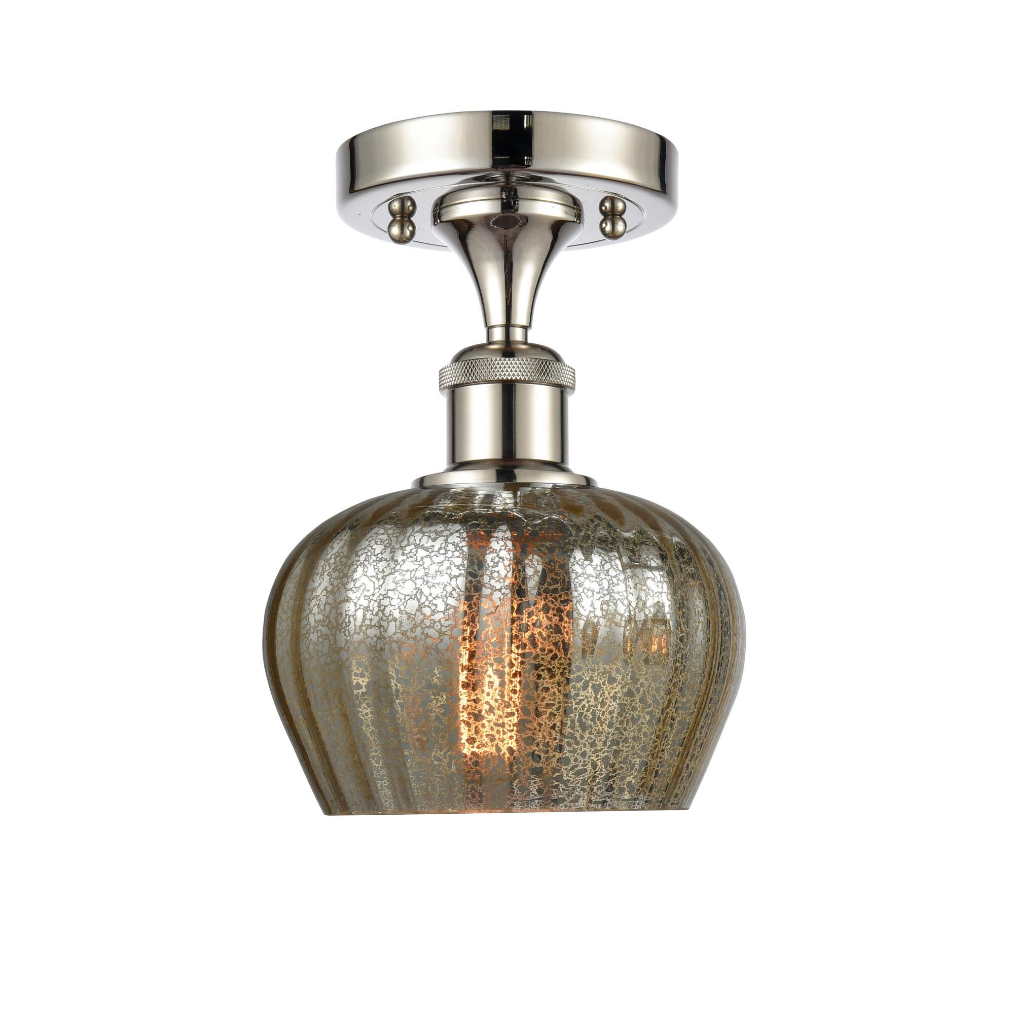 Shown in Polished Nickel finish and Bowl glass and Glass shade