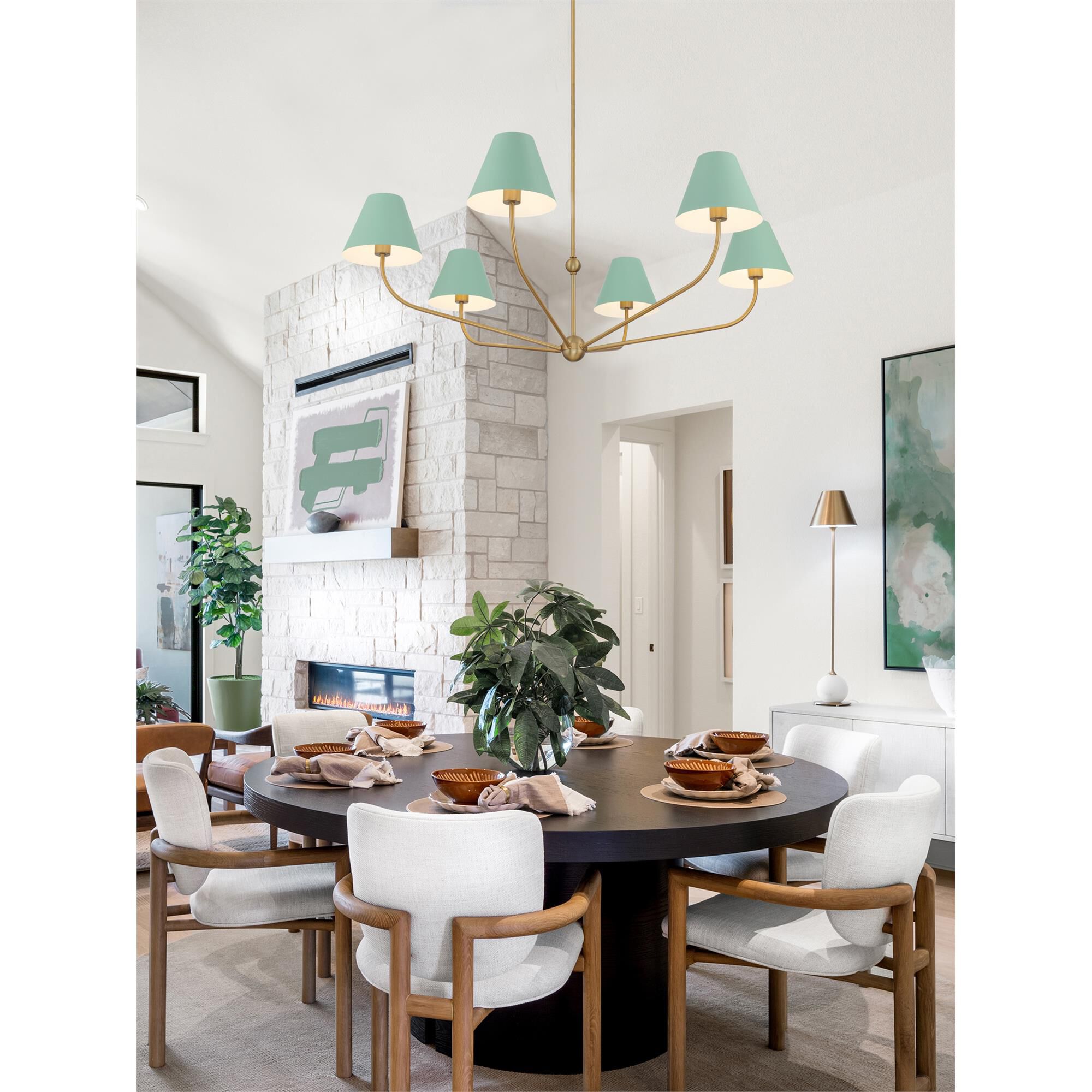 Shown in Vibrant Gold and Green finish and Steel shade