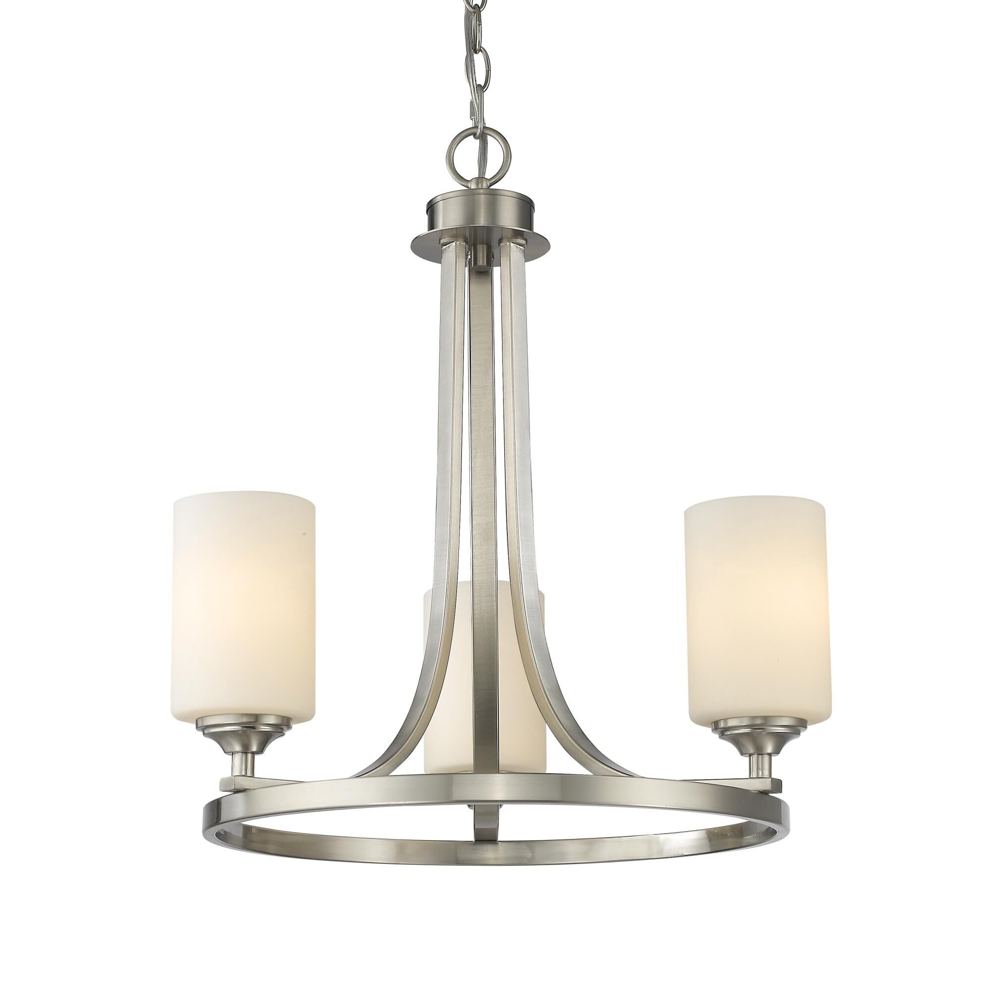Shown in Brushed Nickel finish and Glass shade