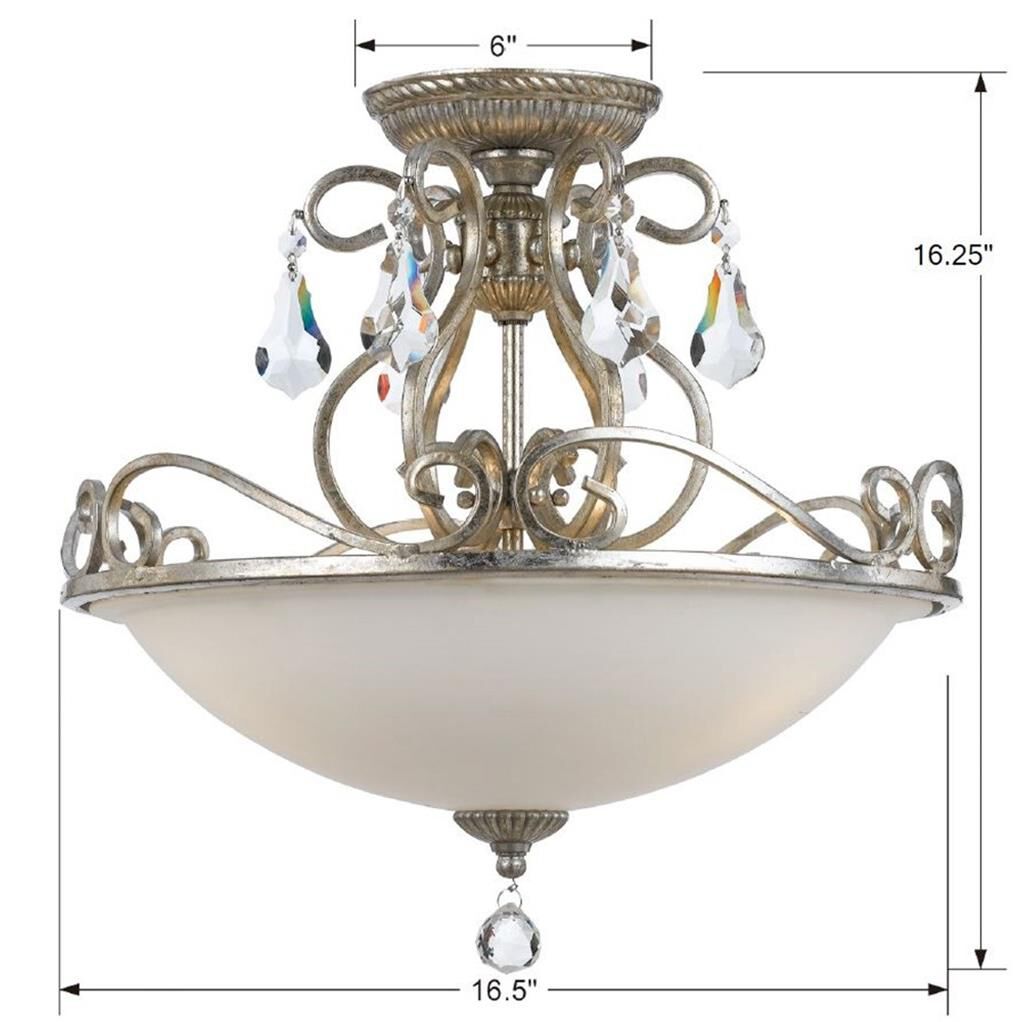 Shown in Olde Silver finish and Hand Cut Crystal crystal and Frosted glass