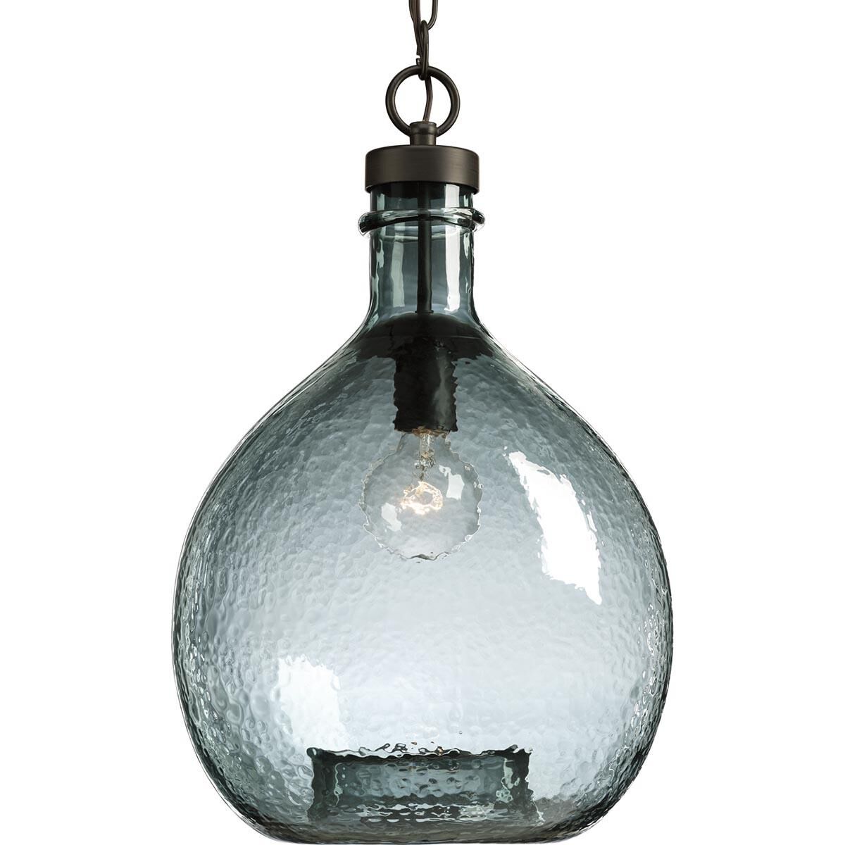 Shown in Antique Bronze finish and Recycled blue textured glass