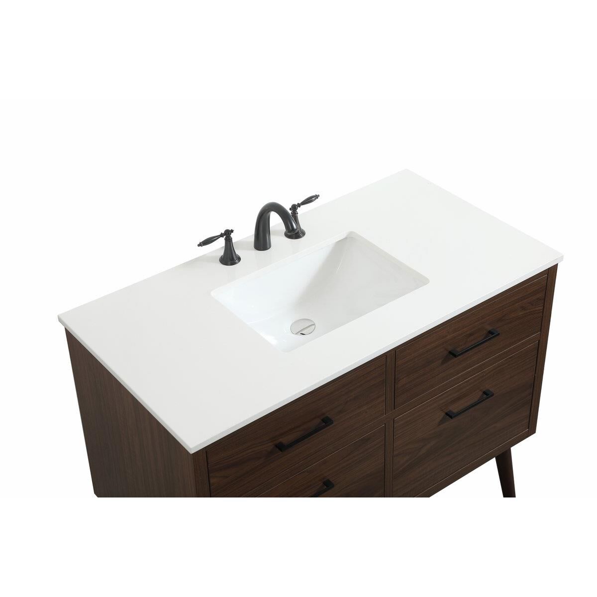 Shown in Walnut finish and Without Backsplash accent