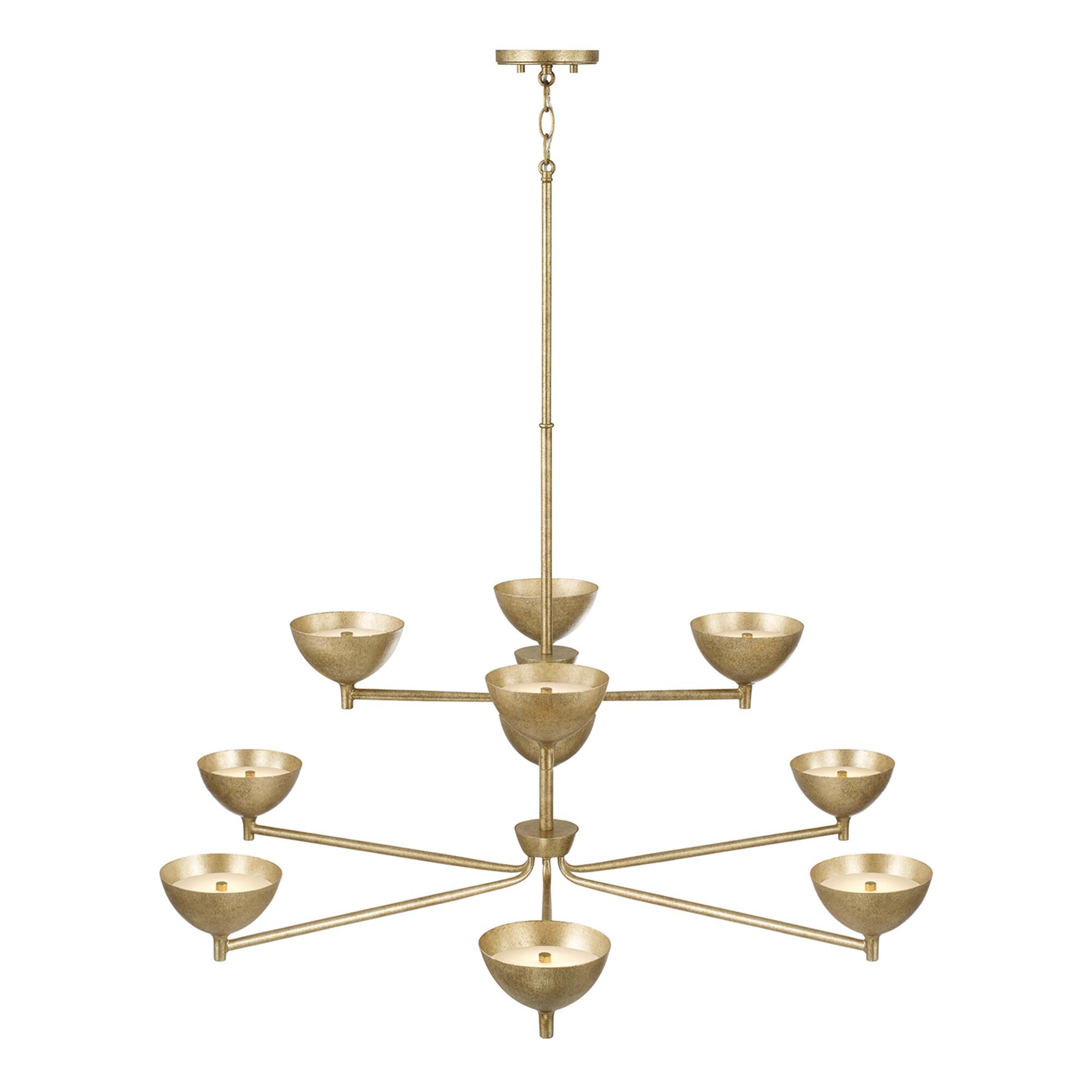 Shown in Feathered Gold finish and Textured Metal shade