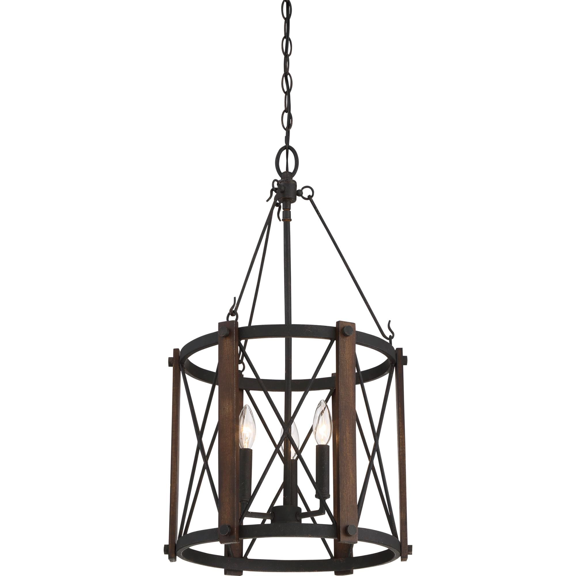 Shown in Marcado Black finish and Metal And Wood shade