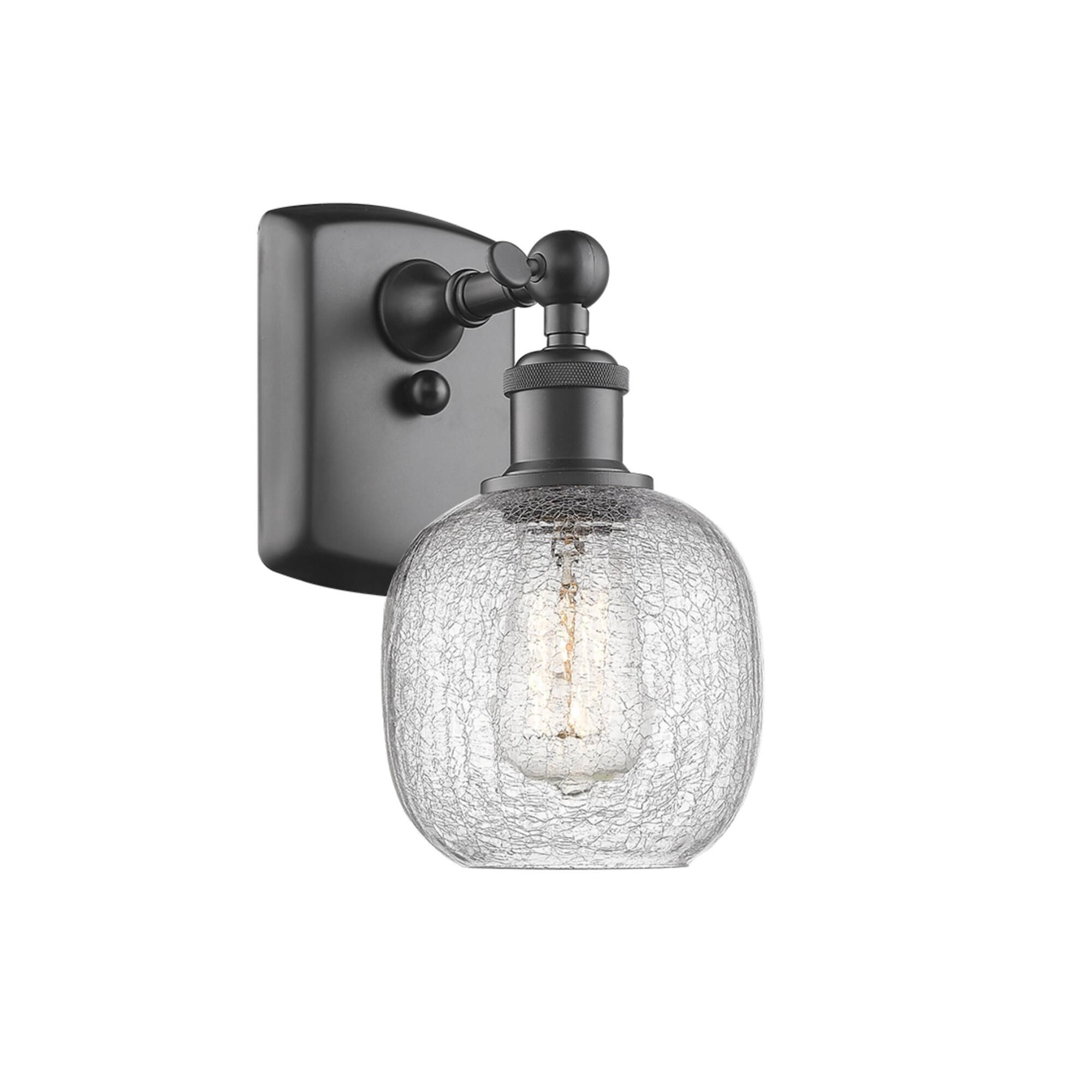 Shown in Oil Rubbed Bronze finish and Clear Crackle glass