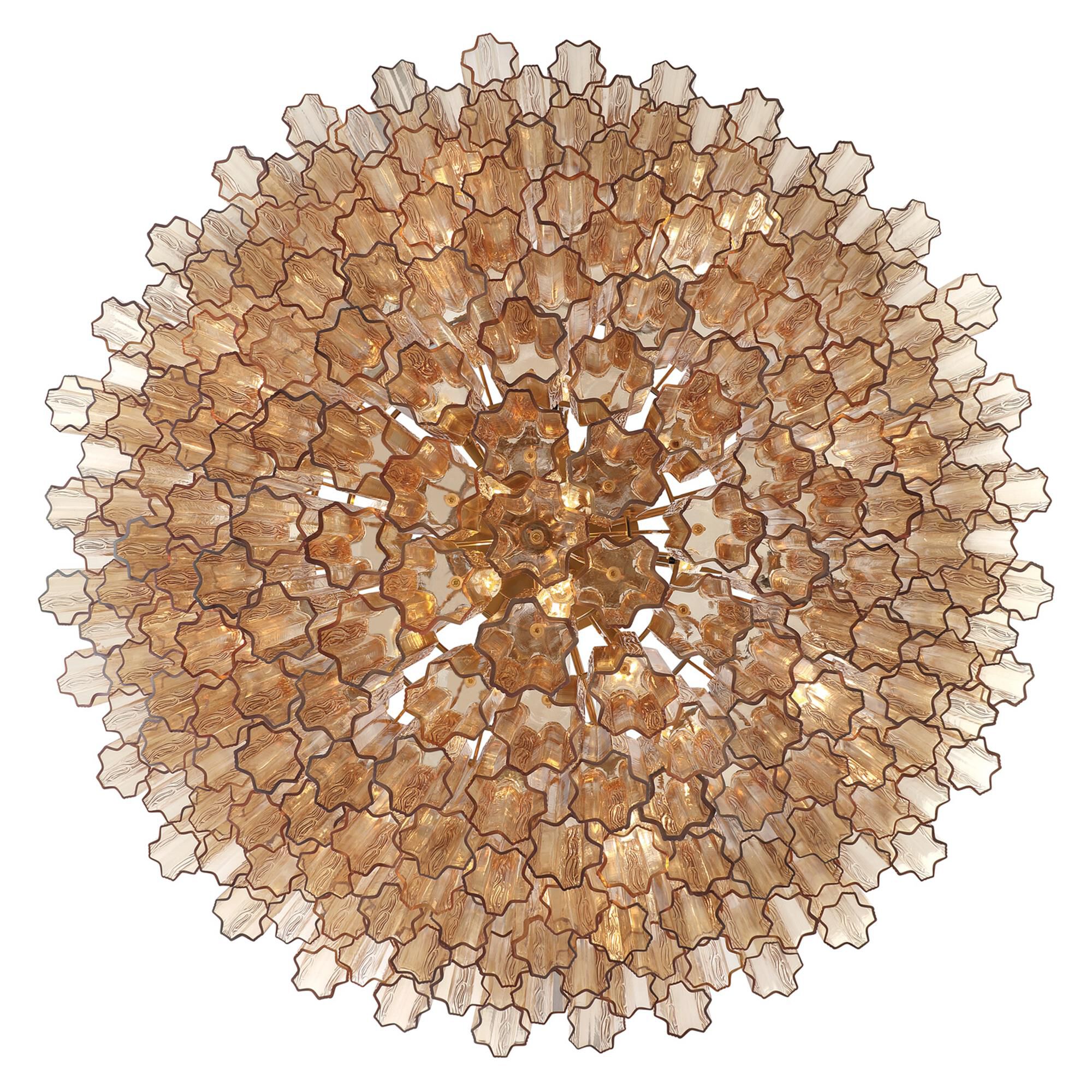 Shown in Aged Brass finish and Tronchi Glass crystal
