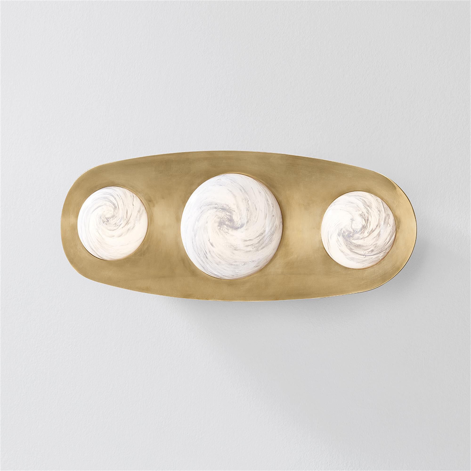 Shown in Vintage Brass finish and Orange Etched Inside glass