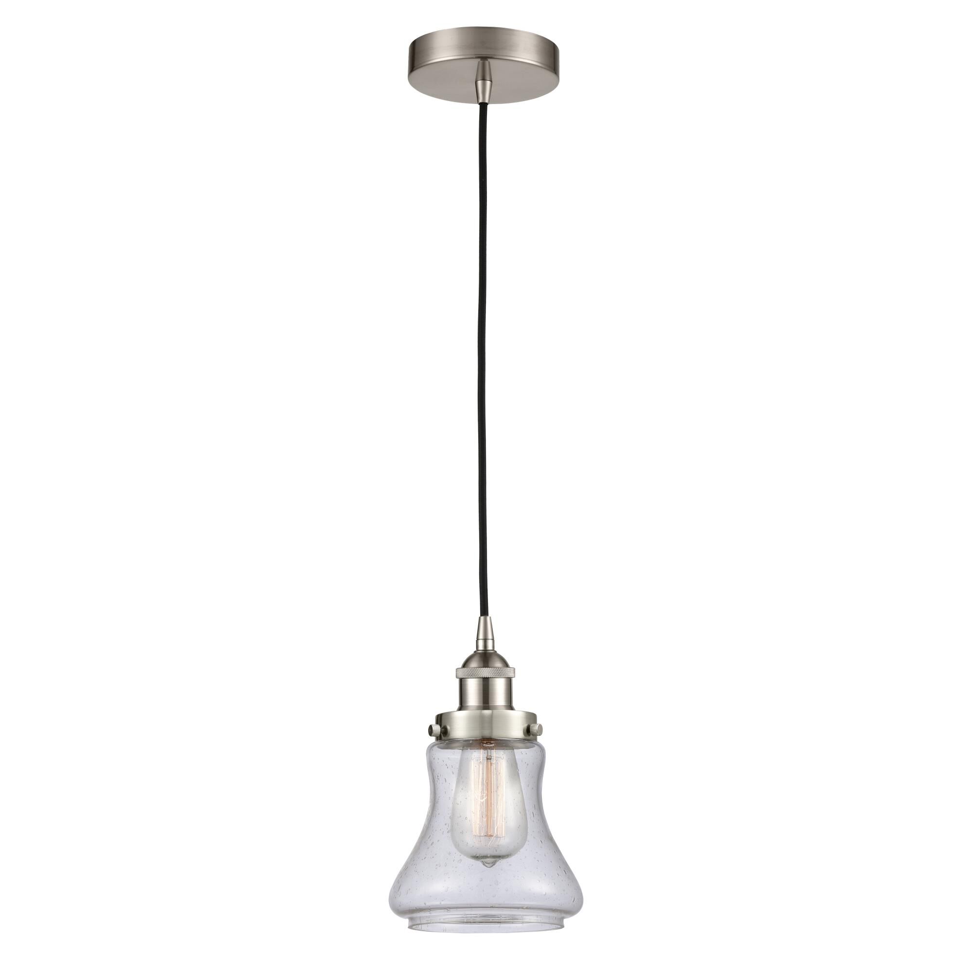 Shown in Brushed Satin Nickel finish and Seedy glass