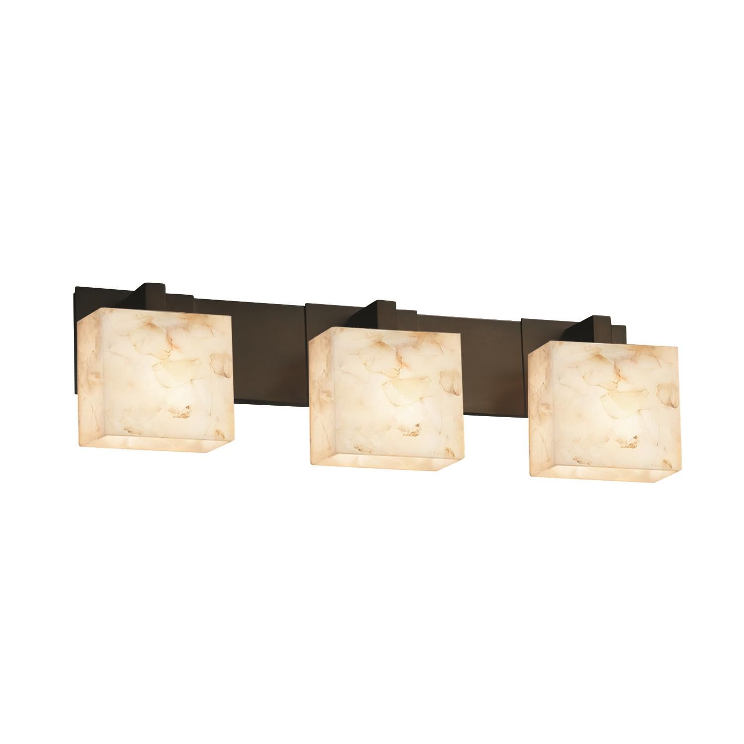Shown in Dark Bronze finish and Shaved Alabaster Rocks Cast Into Resin glass and Rectangle accent