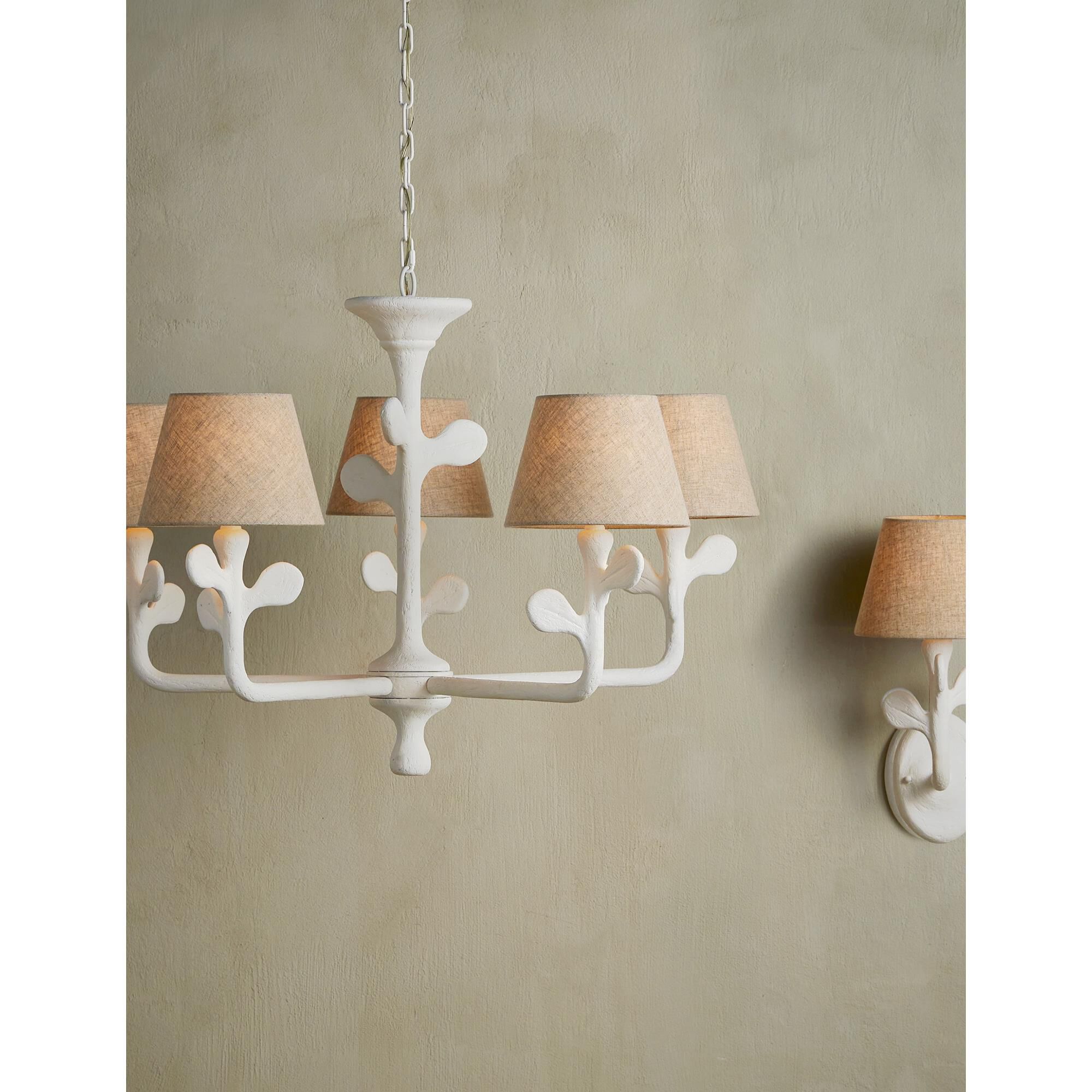 Shown in Gesso White finish and Natural Coarse Linen shade