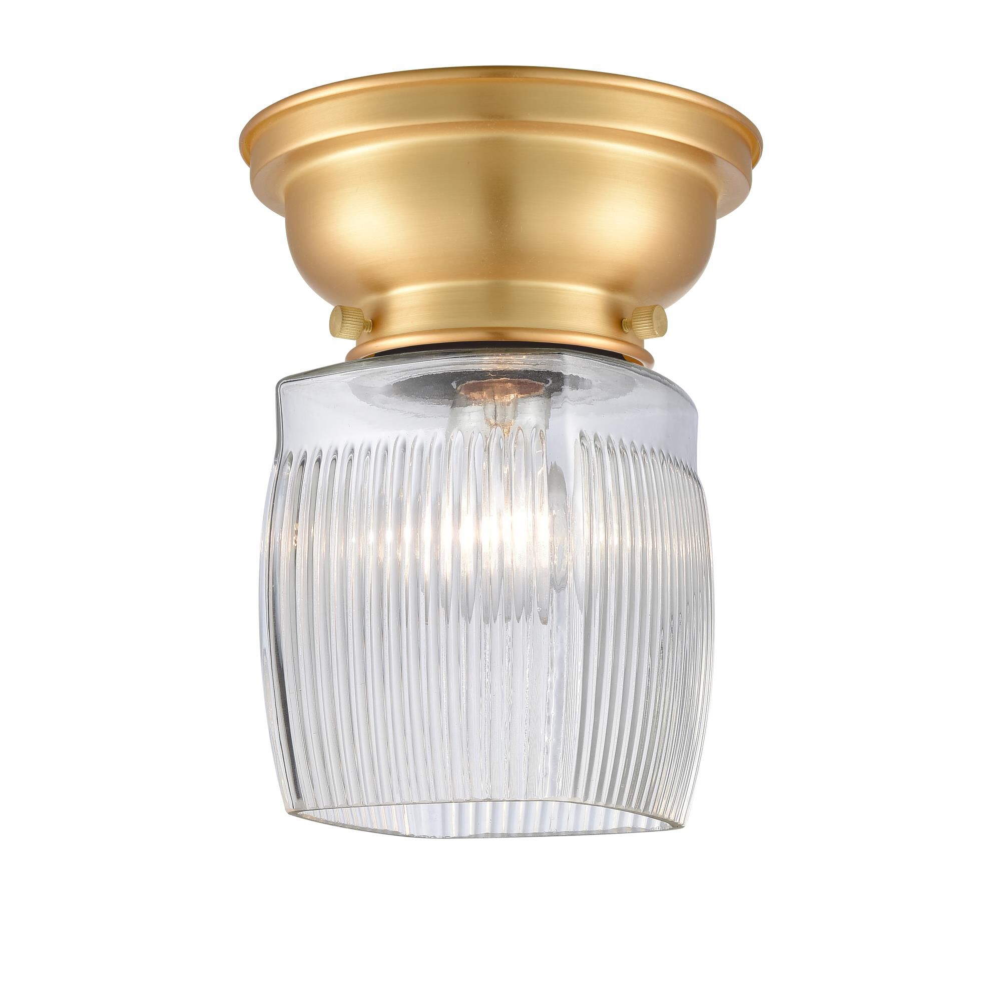 Shown in Satin Gold finish and Thick Clear Halophane Colton glass