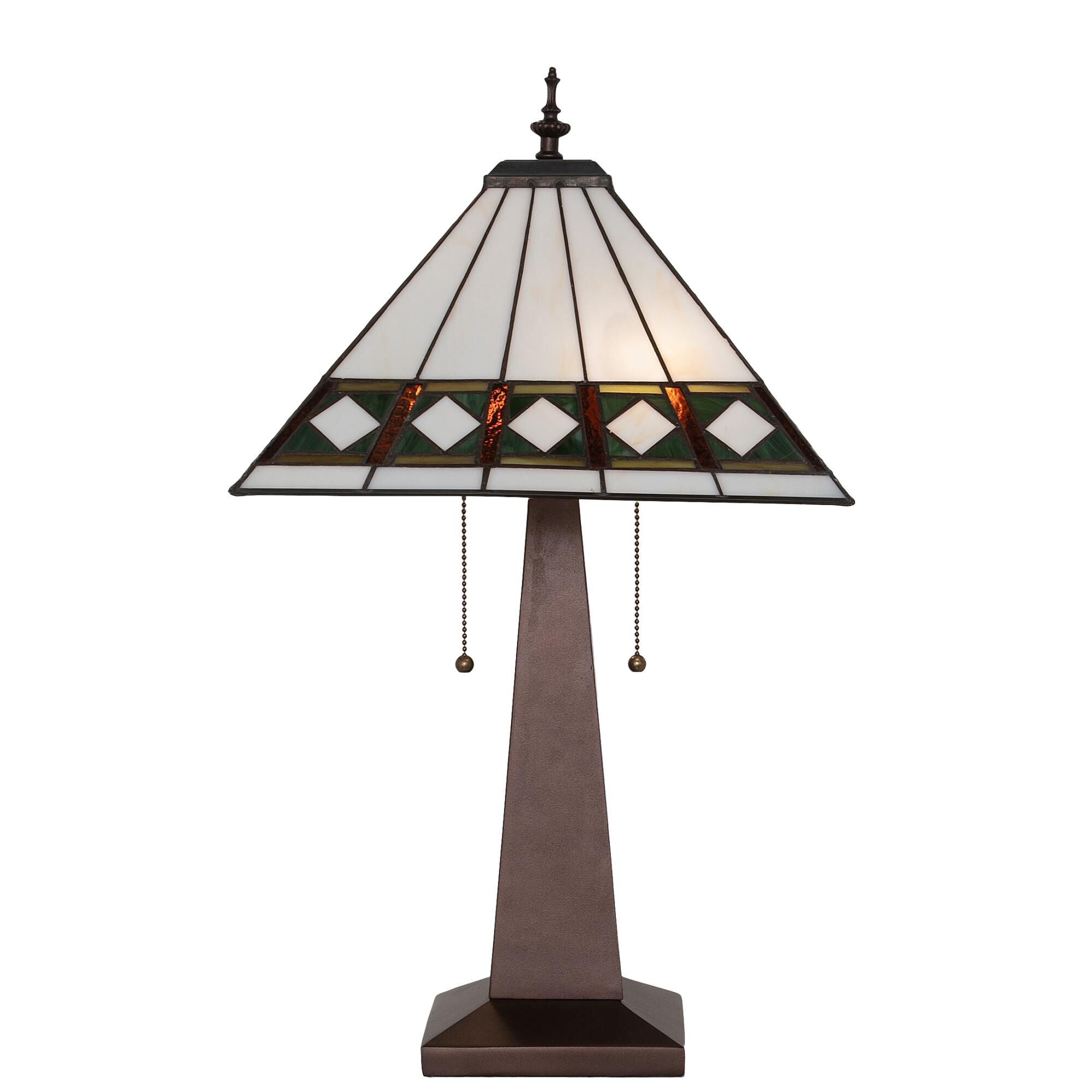 Shown in Mahogany Bronze finish and Amber /Acrylic;Green;Beige glass