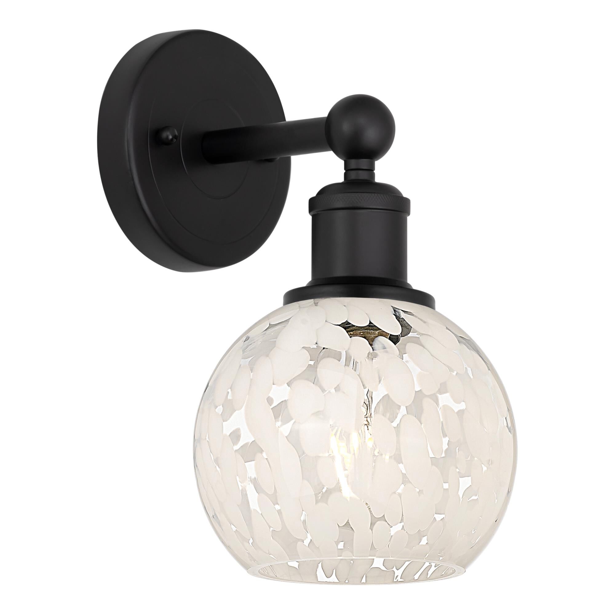 Shown in Matte Black finish and White Mouchette glass