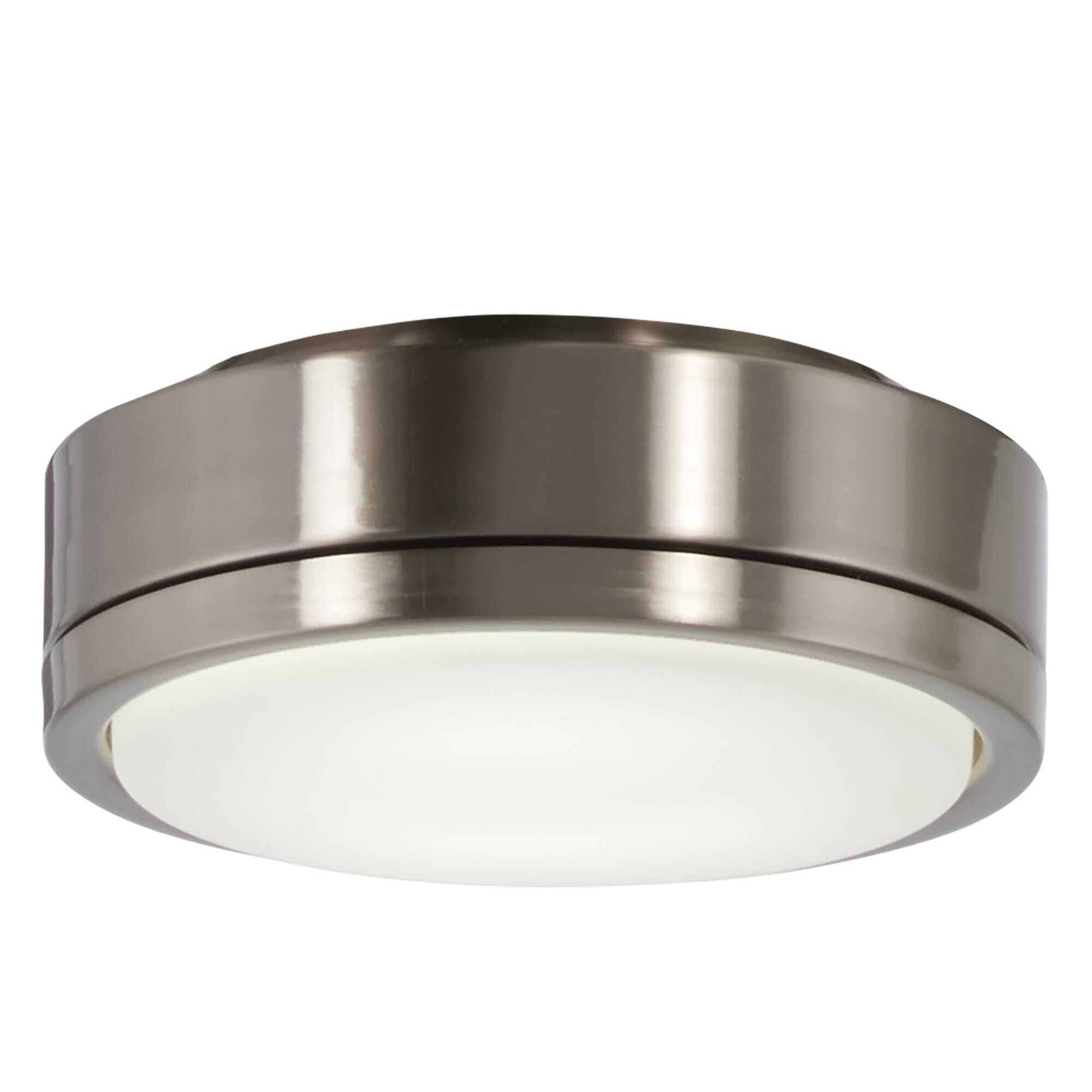 Shown in Brushed Nickel finish and Etched White glass