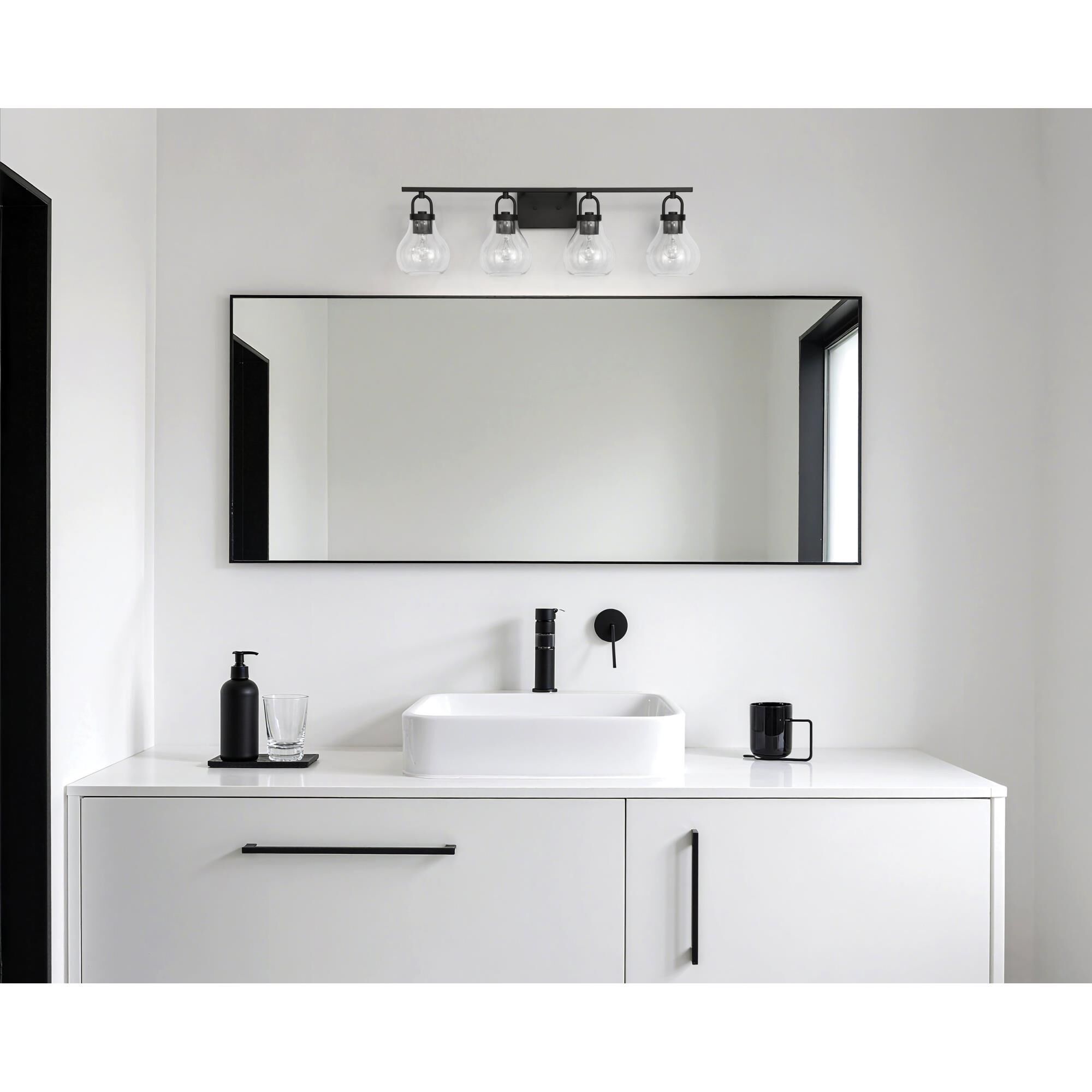 Shown in Matte Black finish and Clear glass