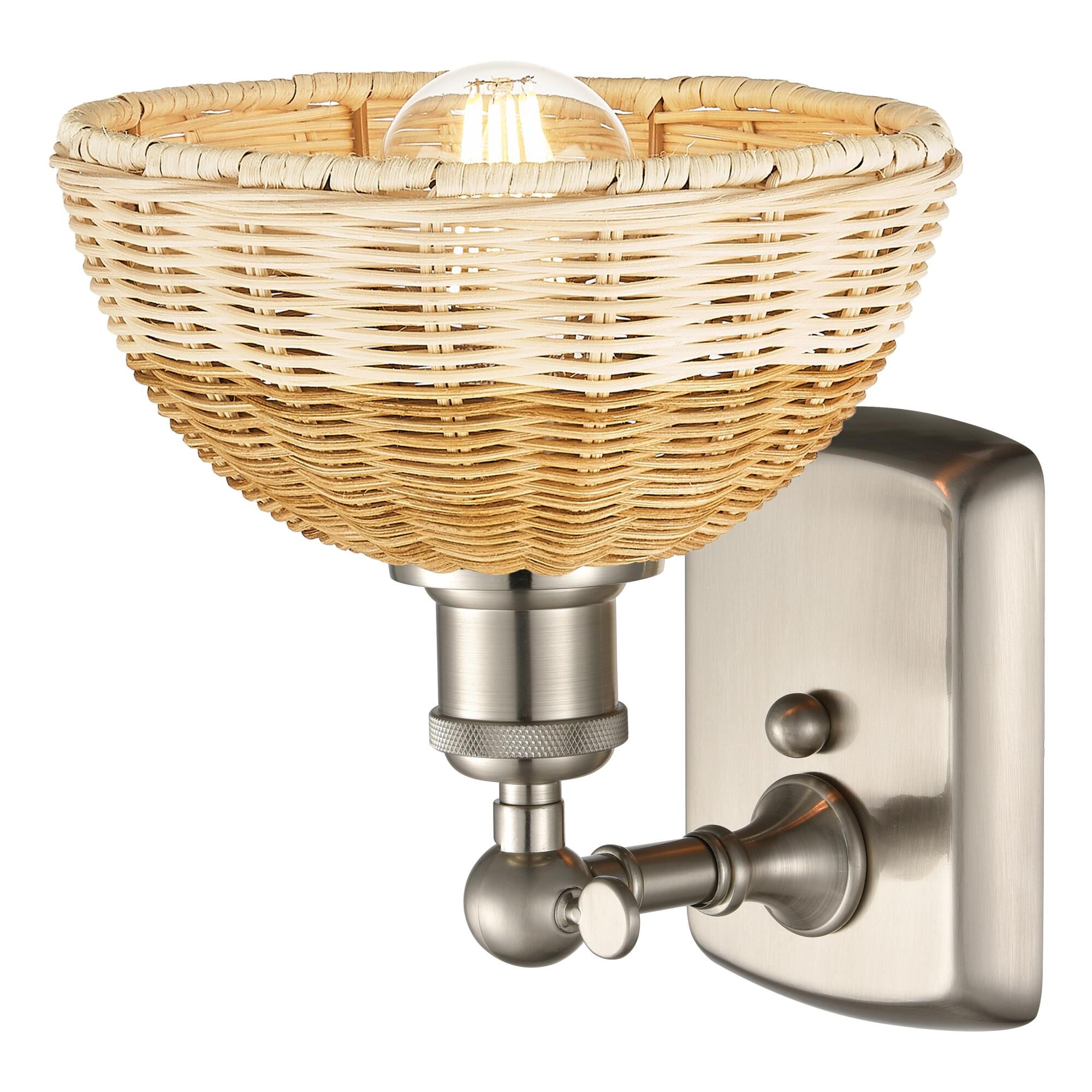 Shown in Brushed Satin Nickel finish and Natural shade