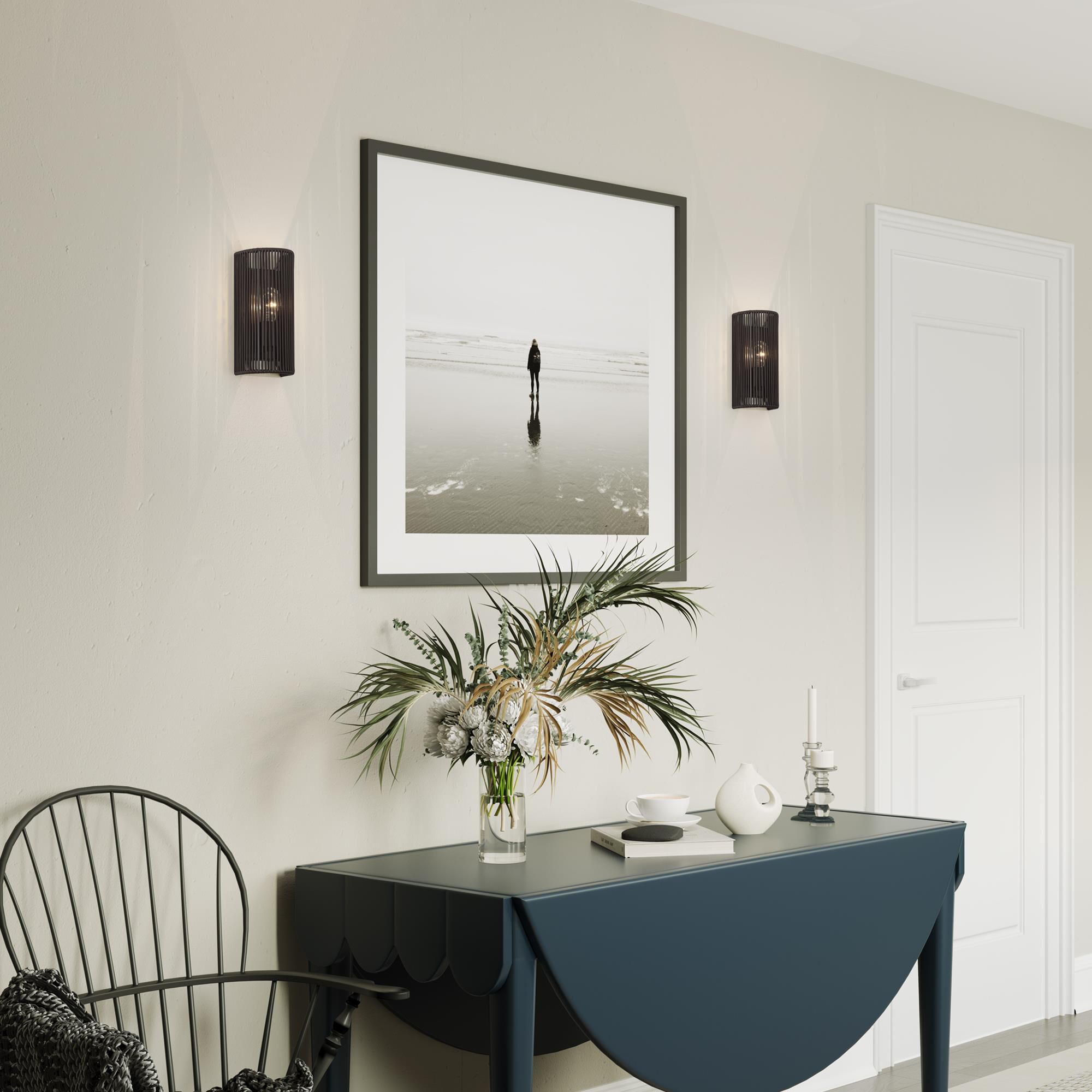 Shown in English Bronze finish and Hand-Woven Dark Chocolate Color Polyester Rope shade