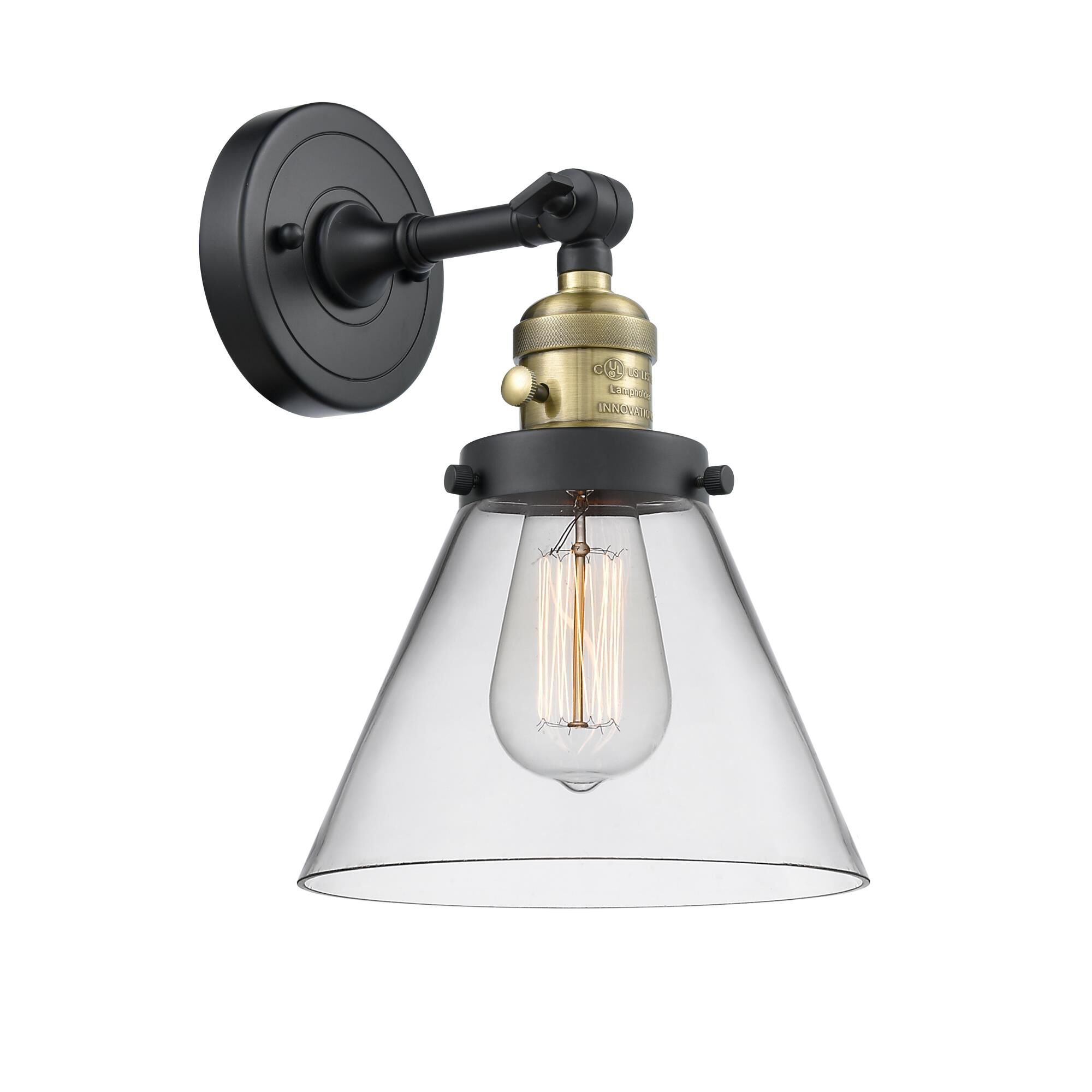 Shown in Black Antique Brass finish and Clear glass and Brushed Satin Nickel shade and No Accent accent