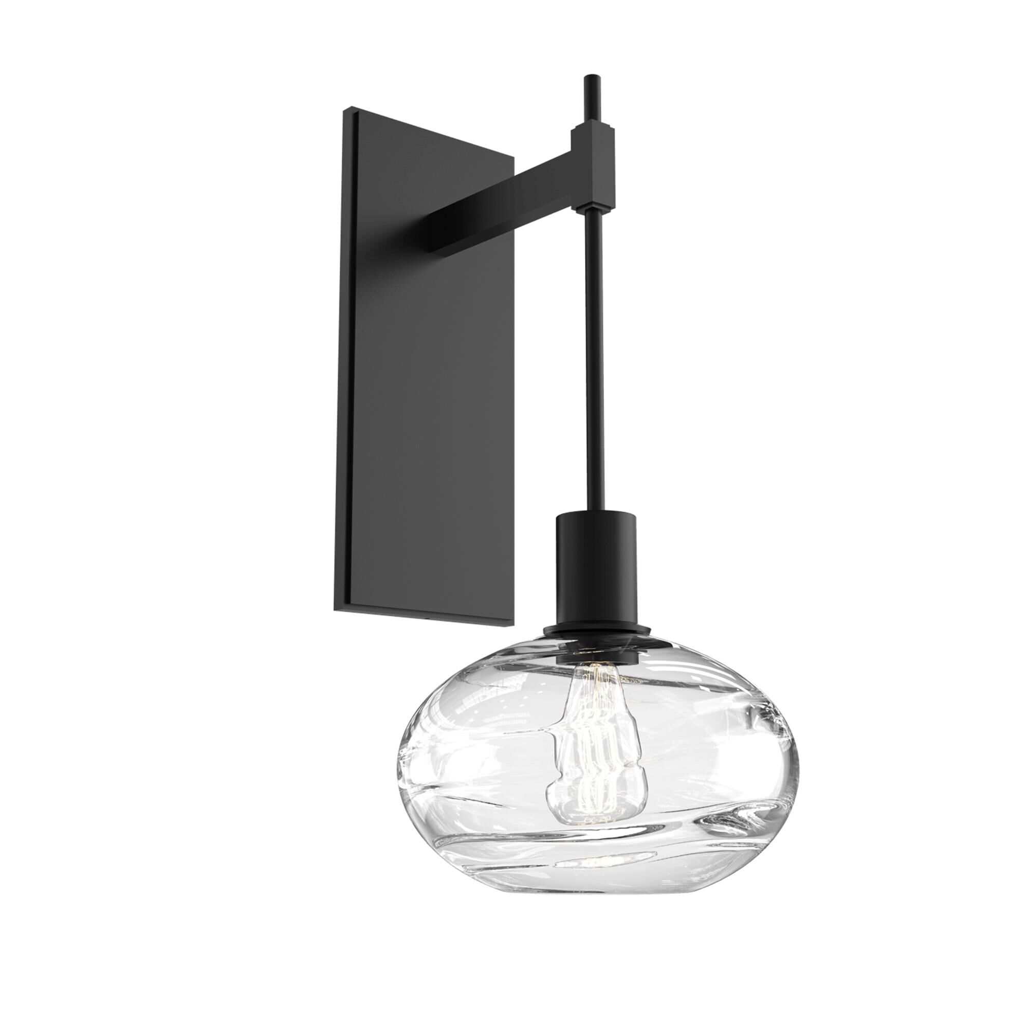 Shown in Matte Black finish and Optic Blown Clear glass