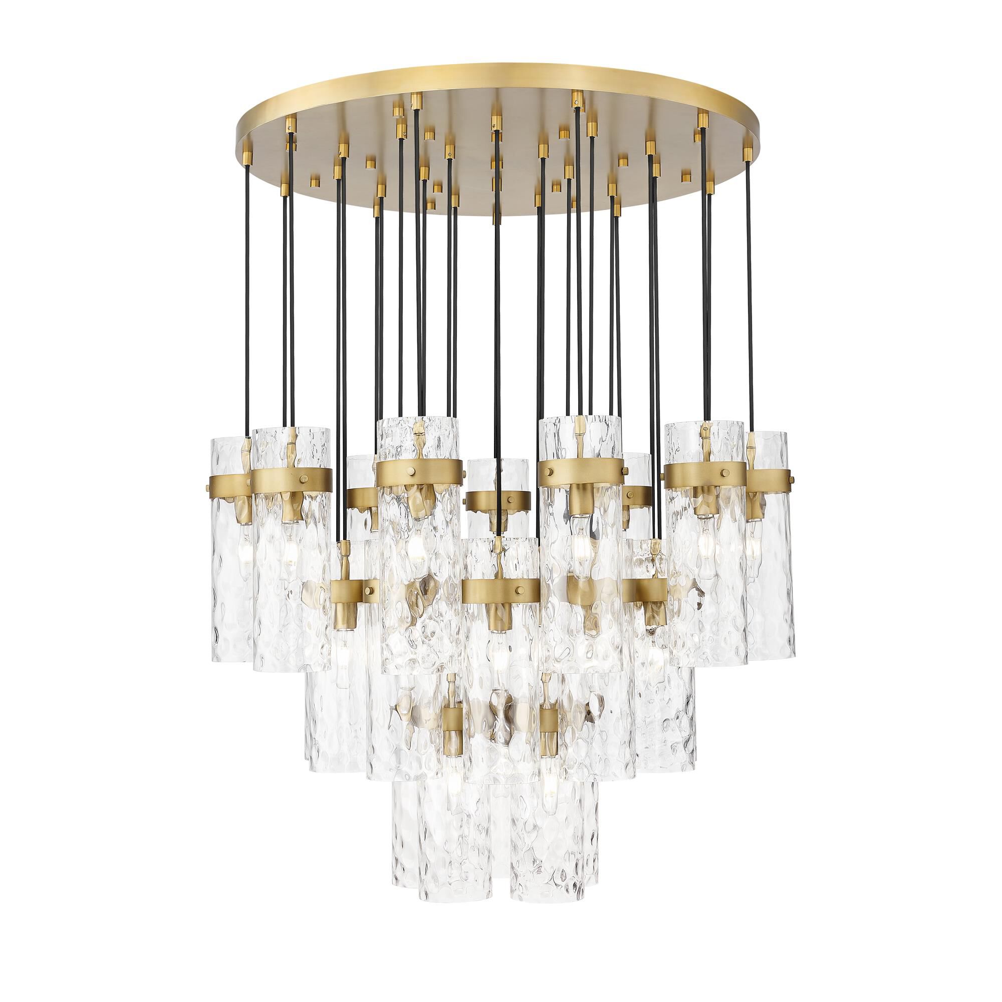 Shown in Rubbed Brass finish and Clear Water glass and Clear Water shade