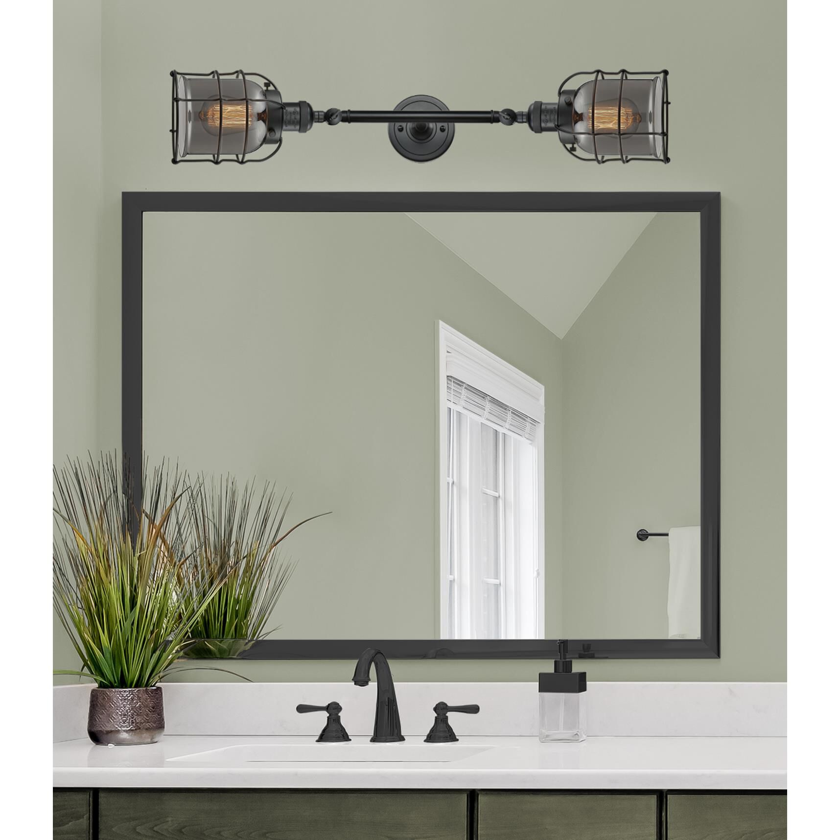 Bruno Marashlian Small Bell Cage 16 Inch 2 Light Bath Vanity Light by Innovations Lighting