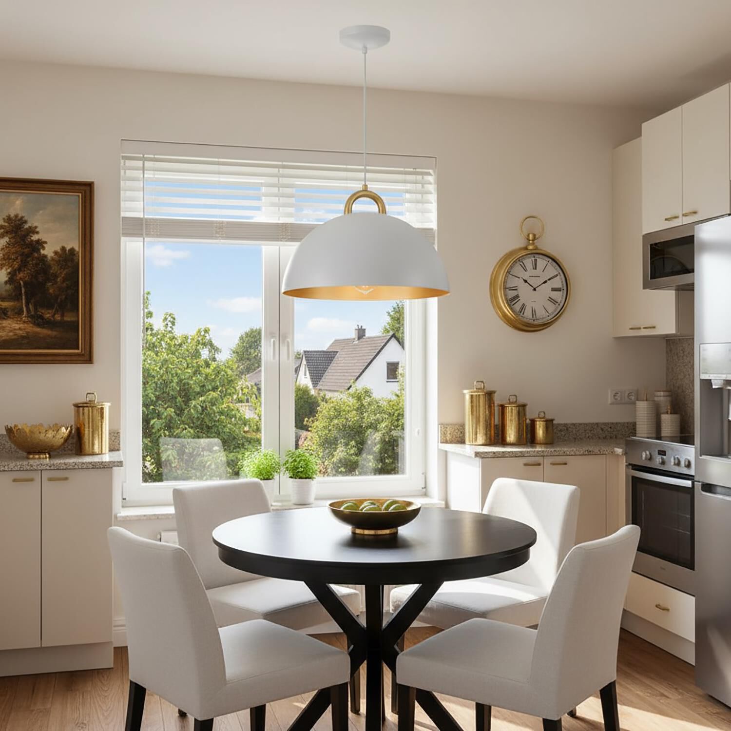 Shown in Gold and White finish and Gold shade