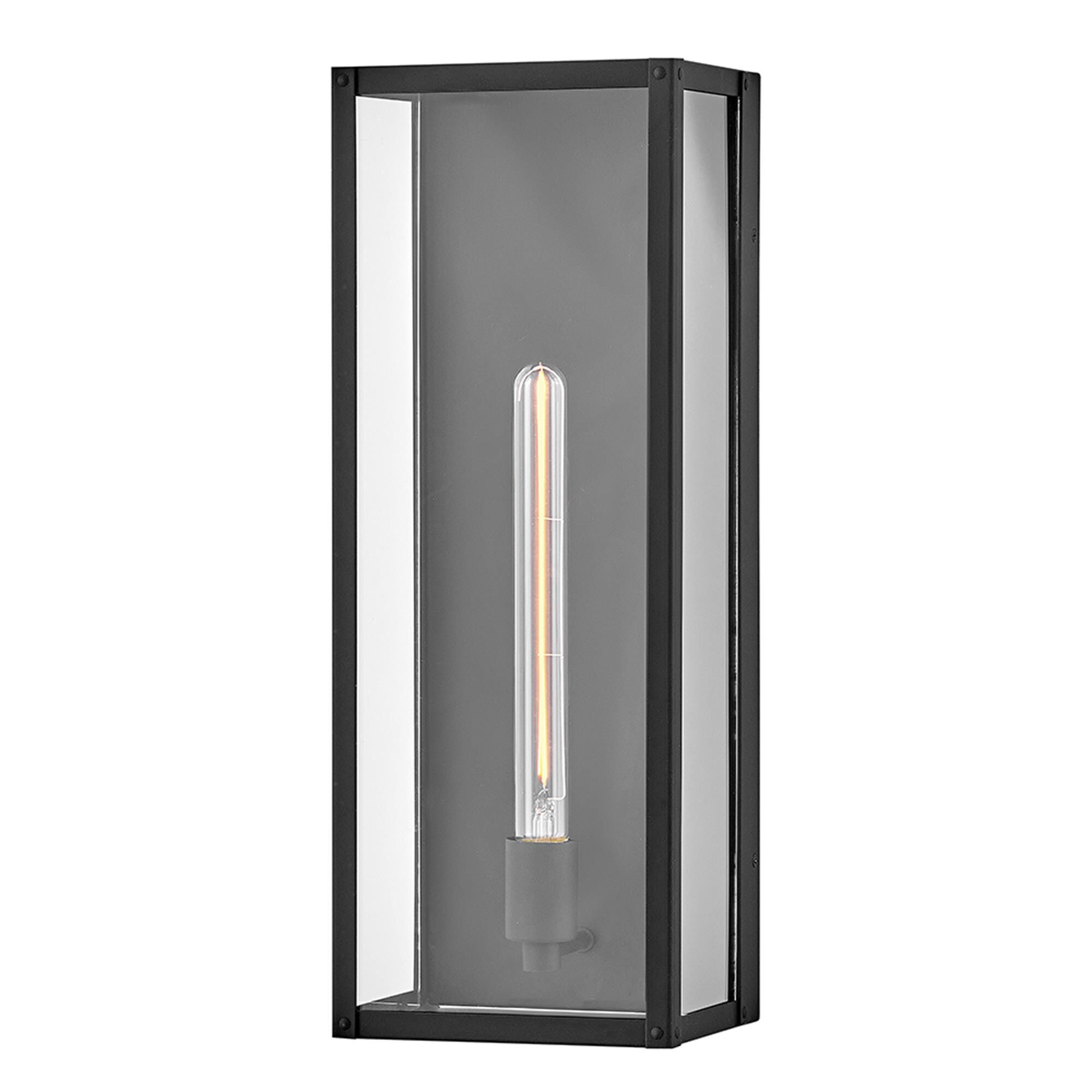 Shown in Black finish and Clear glass