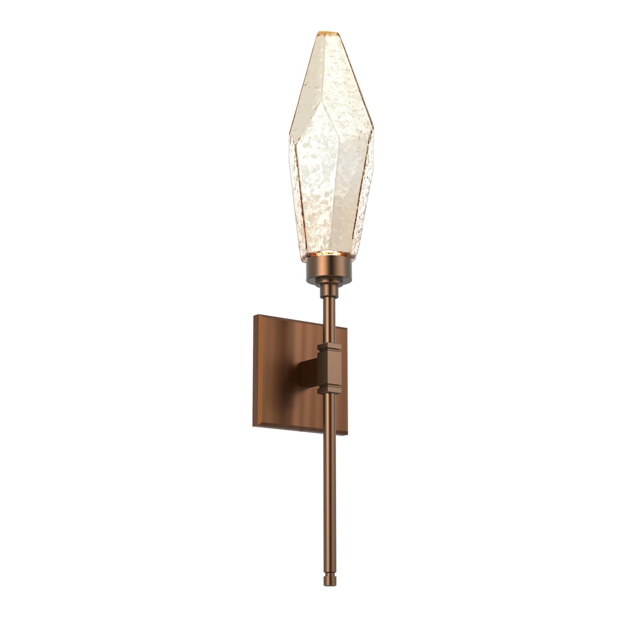 Shown in Burnished Brass finish and Chilled Amber glass