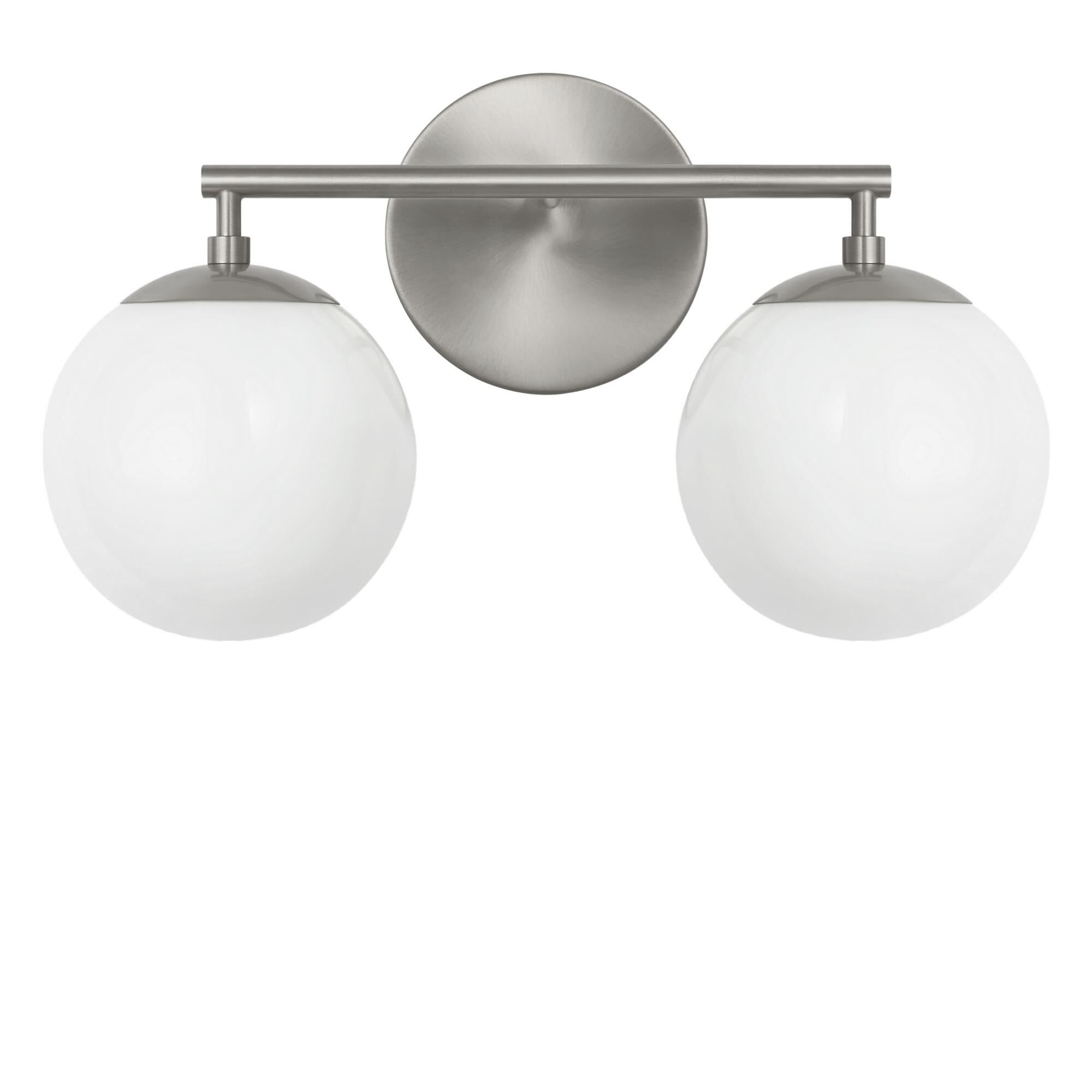 Shown in Brushed Nickel finish and Clear White glass