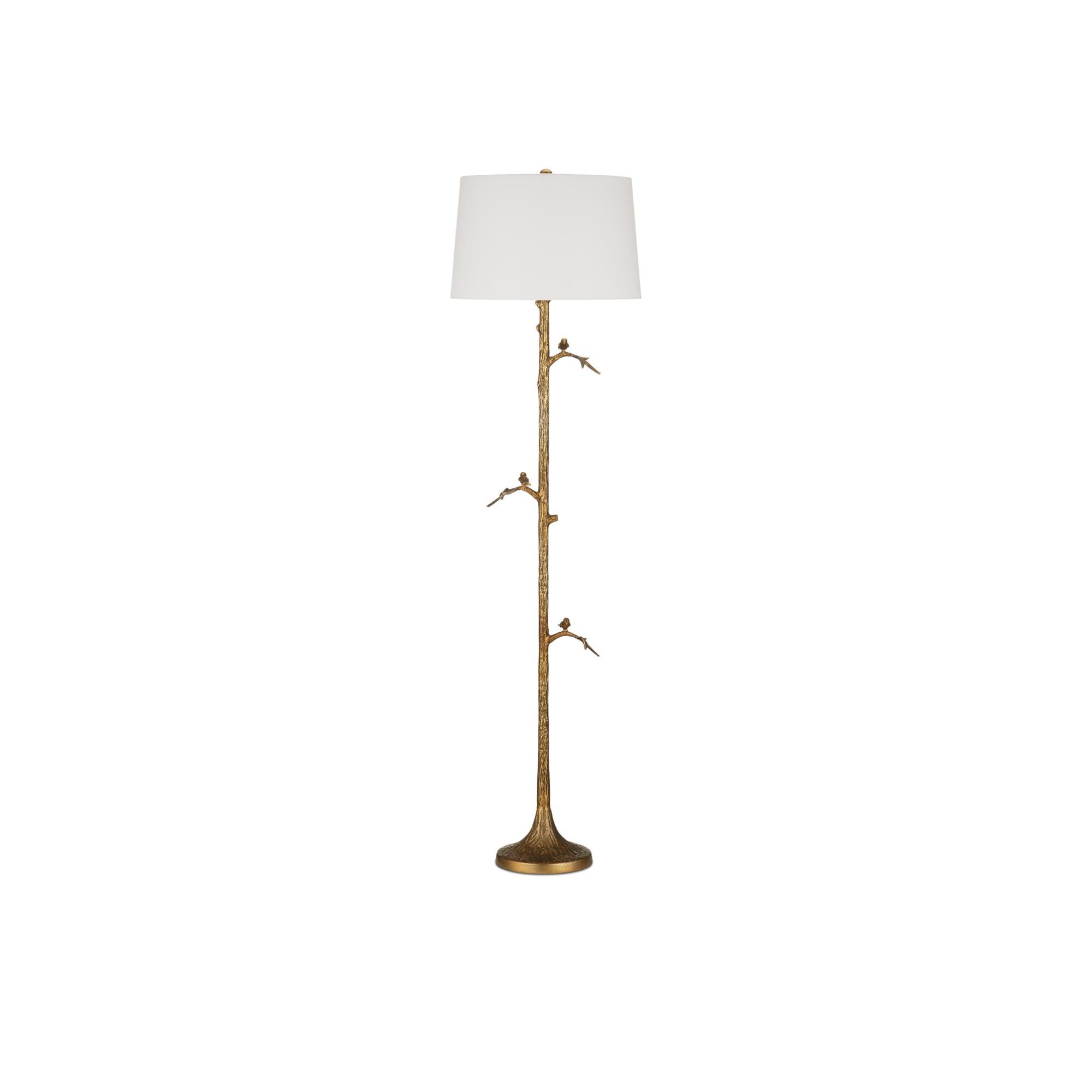 Shown in Antique Brass finish and Off White Linen shade
