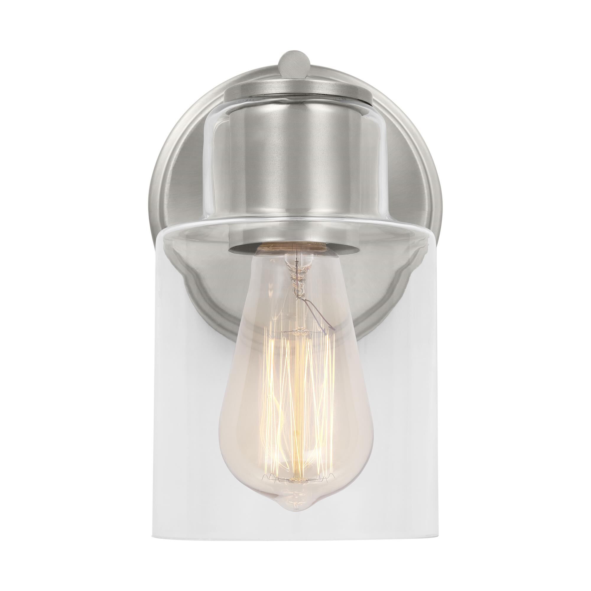 Shown in Brushed Steel finish and Clear Glass shade