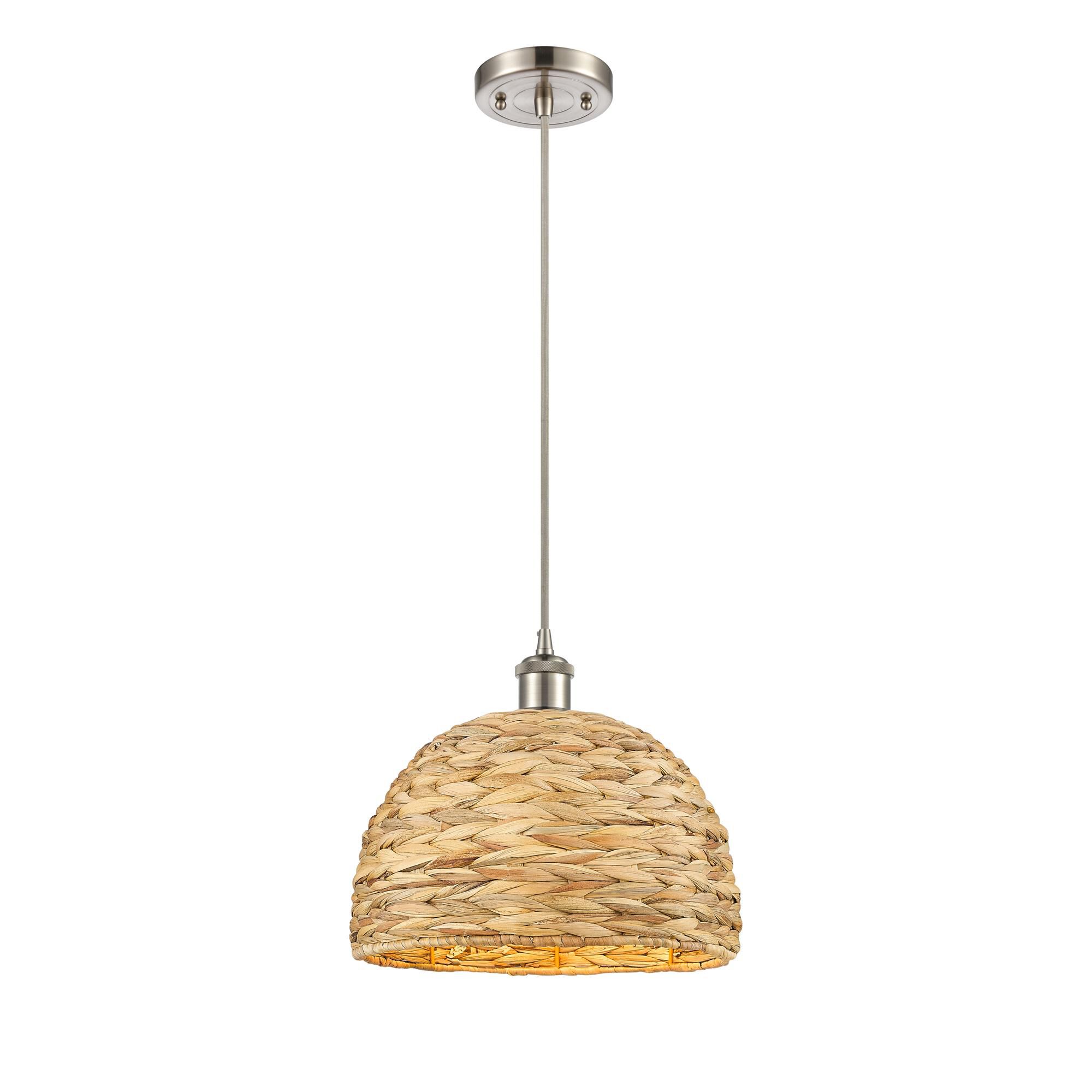 Shown in Satin Nickel finish and Natural shade