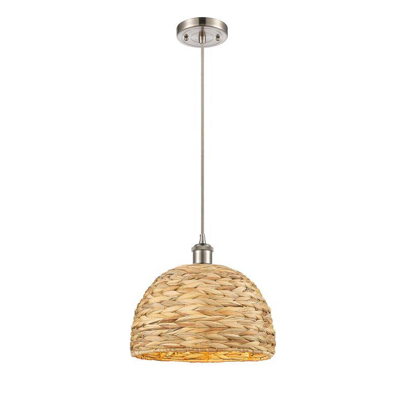 Bruno Marashlian Woven Rattan 12 Inch Mini Pendant by Innovations Lighting