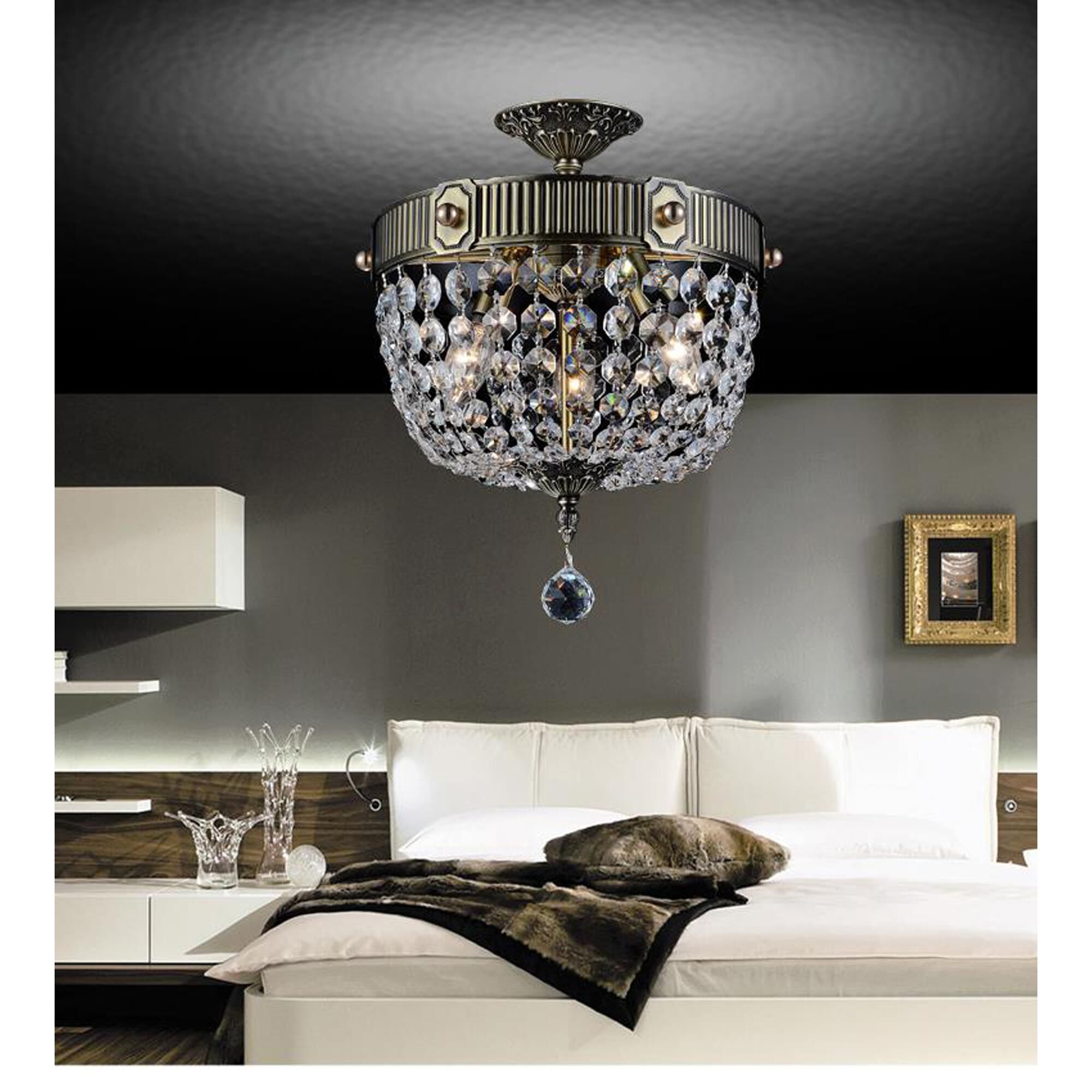 Brass 13 Inch 3 Light Flush Mount by CWI Lighting