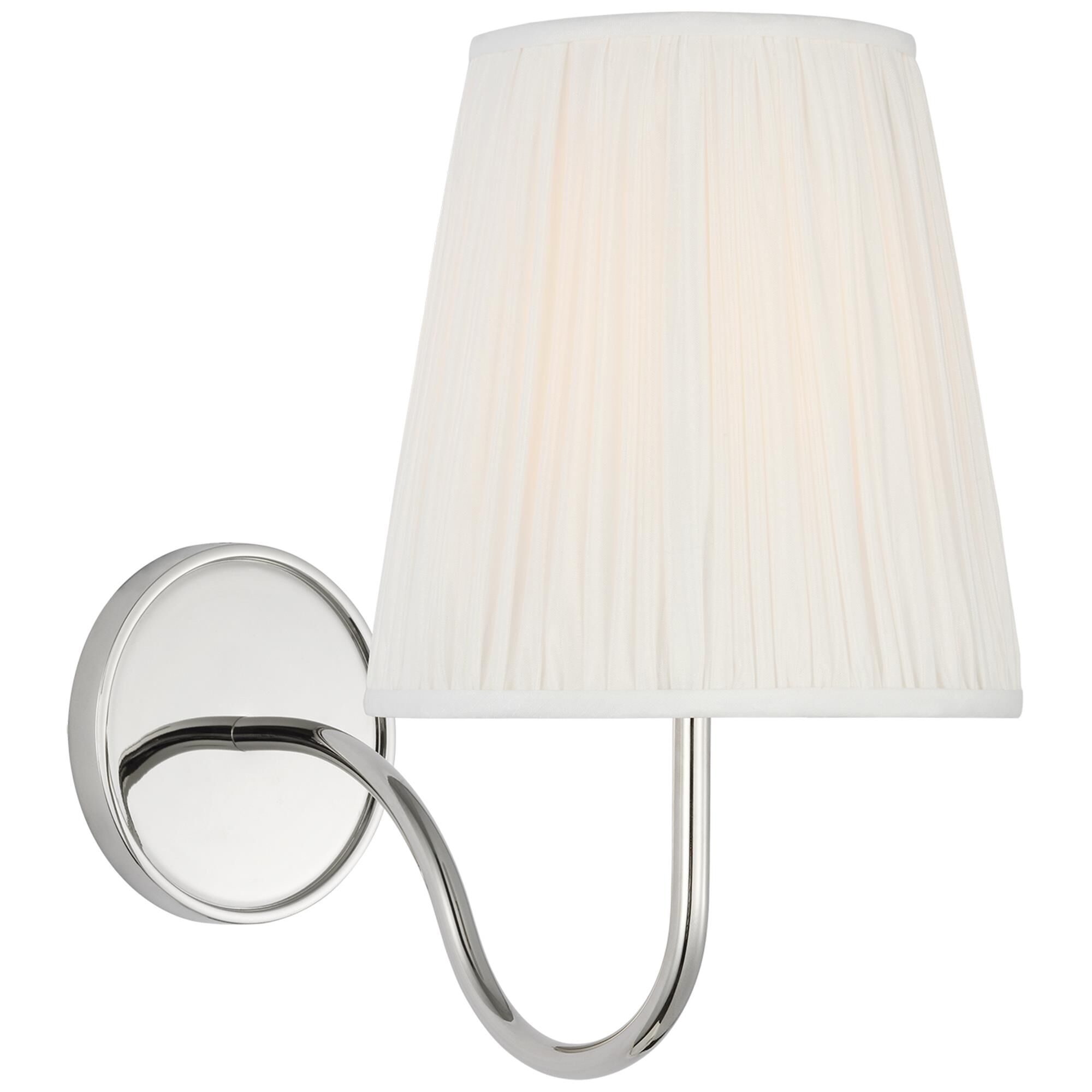 Shown in Polished Nickel finish and Silk Pleat shade