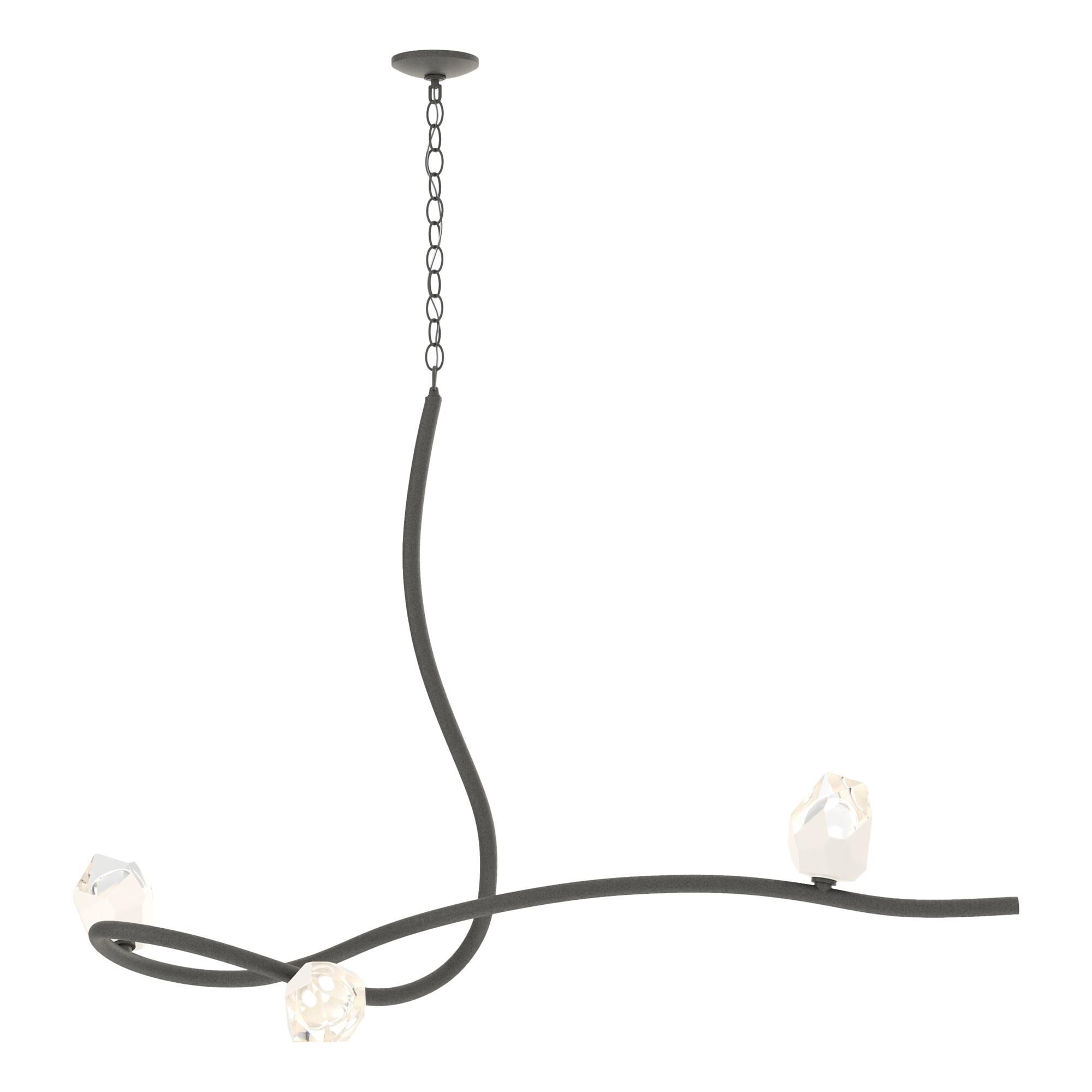 Shown in Natural Iron finish and White Crystal glass